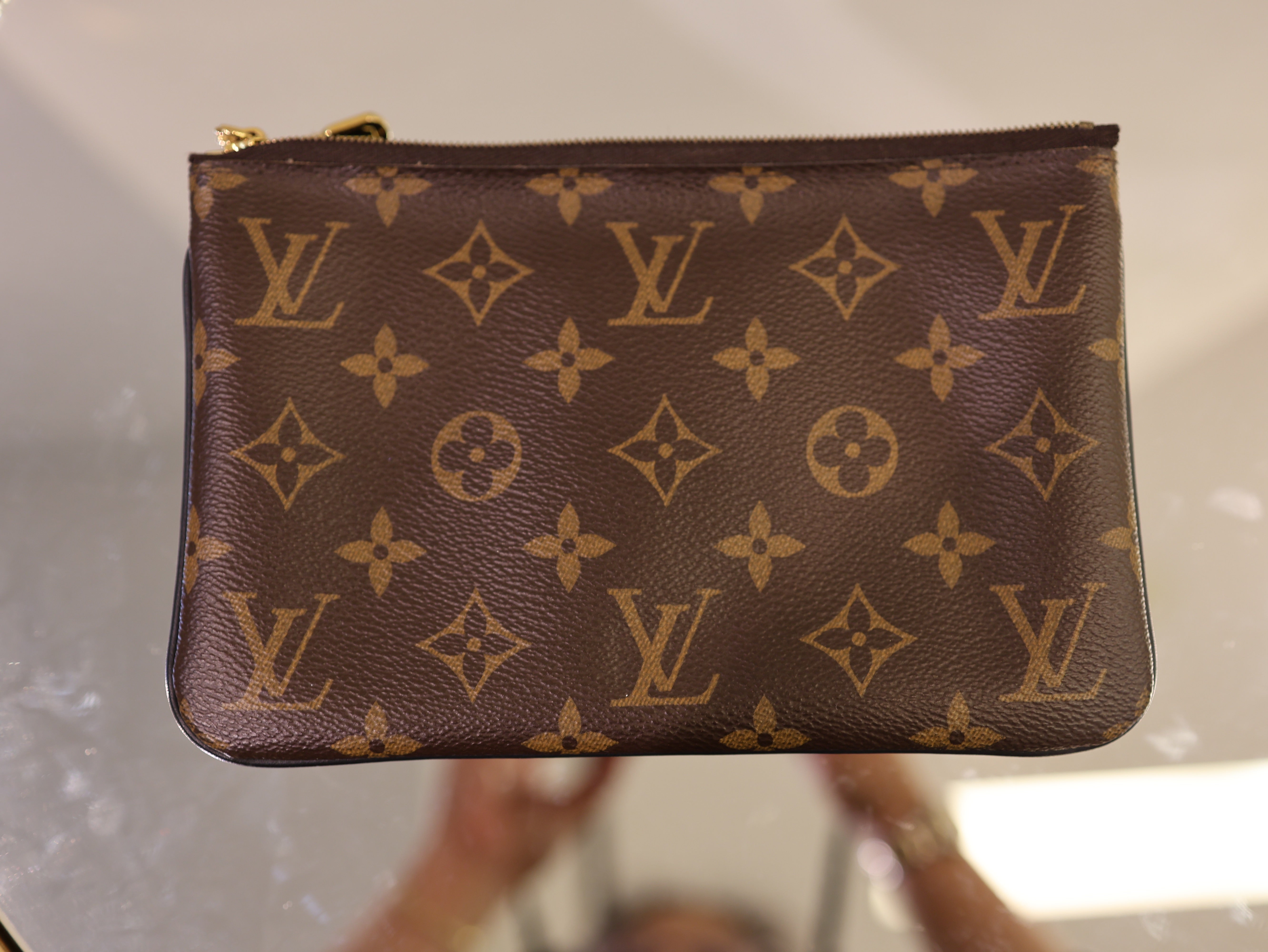 Louis Vuitton Brown Double Zip Monogram Pochette
