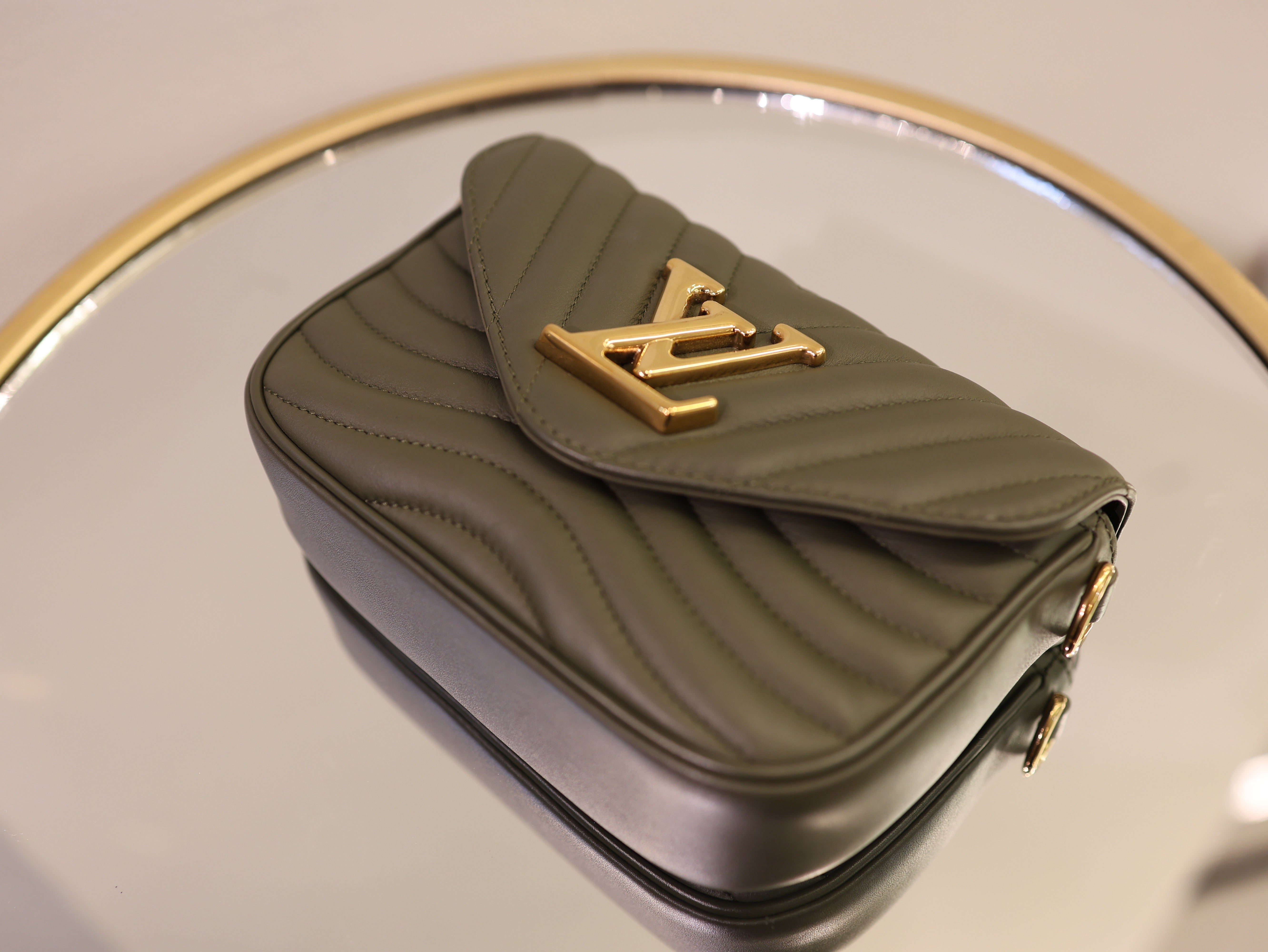 Louis Vuitton Green Khaki Leather Multi Pochette New Wave Bag