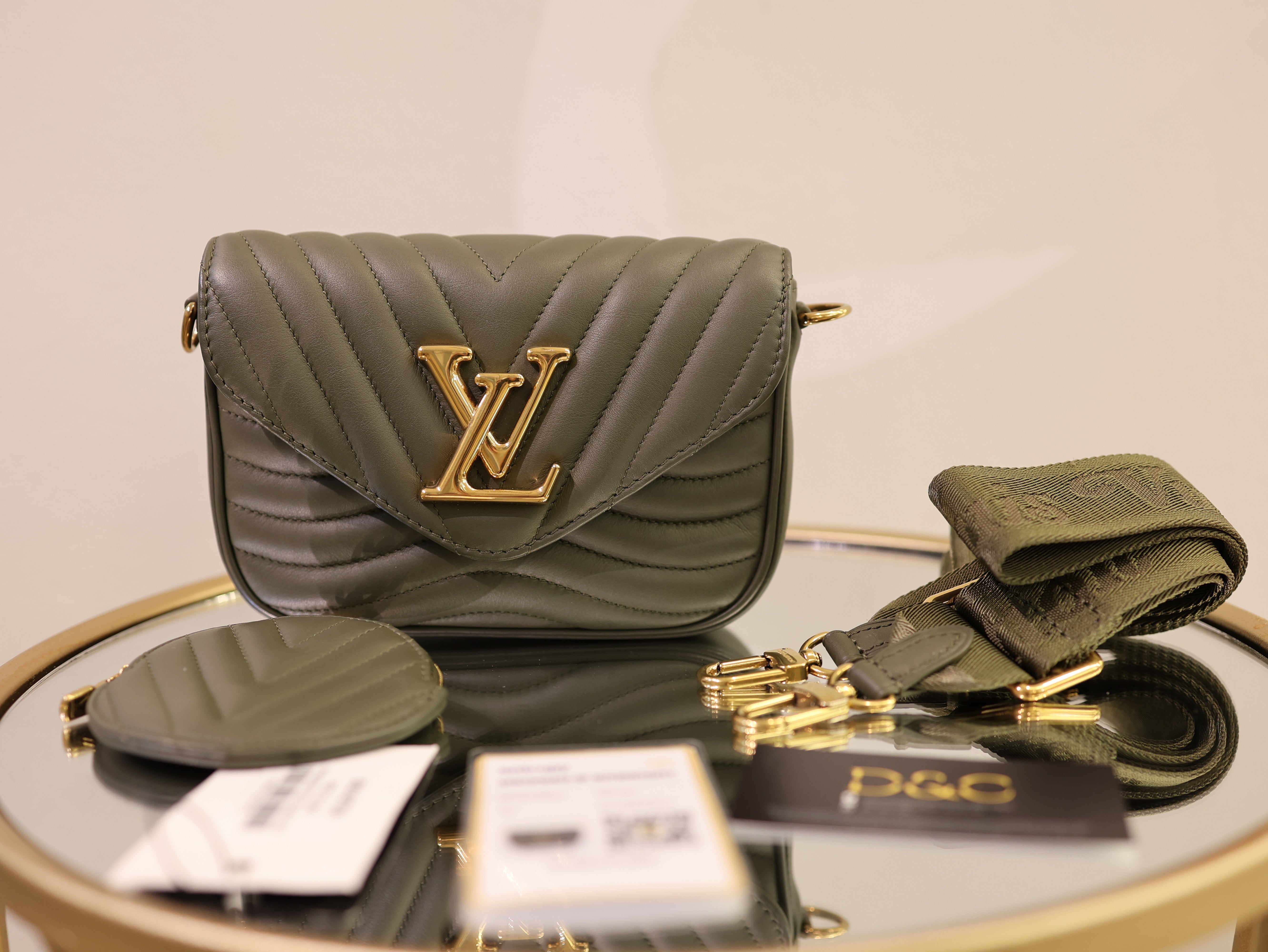 Louis Vuitton Green Khaki Leather Multi Pochette New Wave Bag