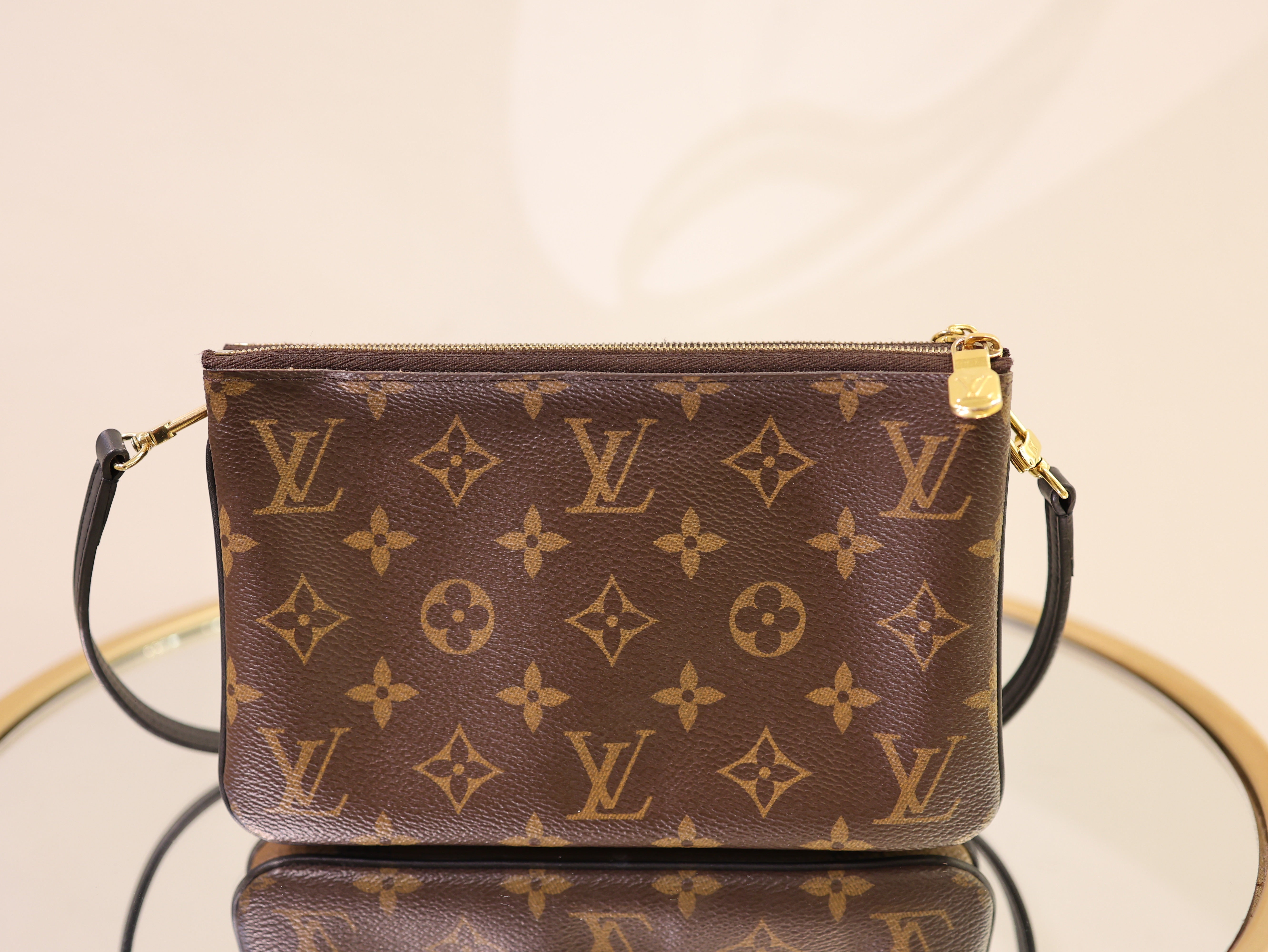 Louis Vuitton Brown Double Zip Monogram Pochette