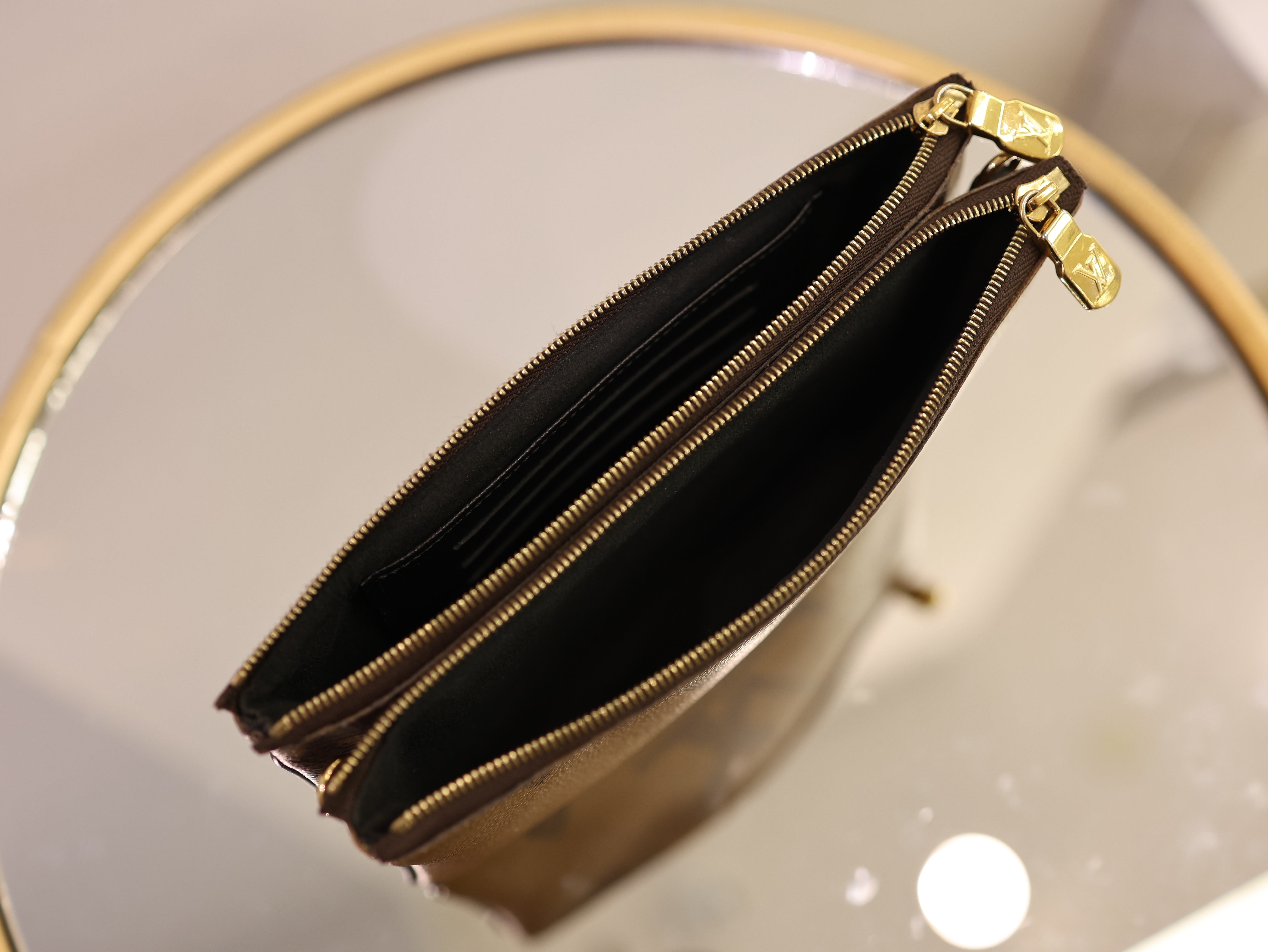 Louis Vuitton Brown Double Zip Monogram Pochette