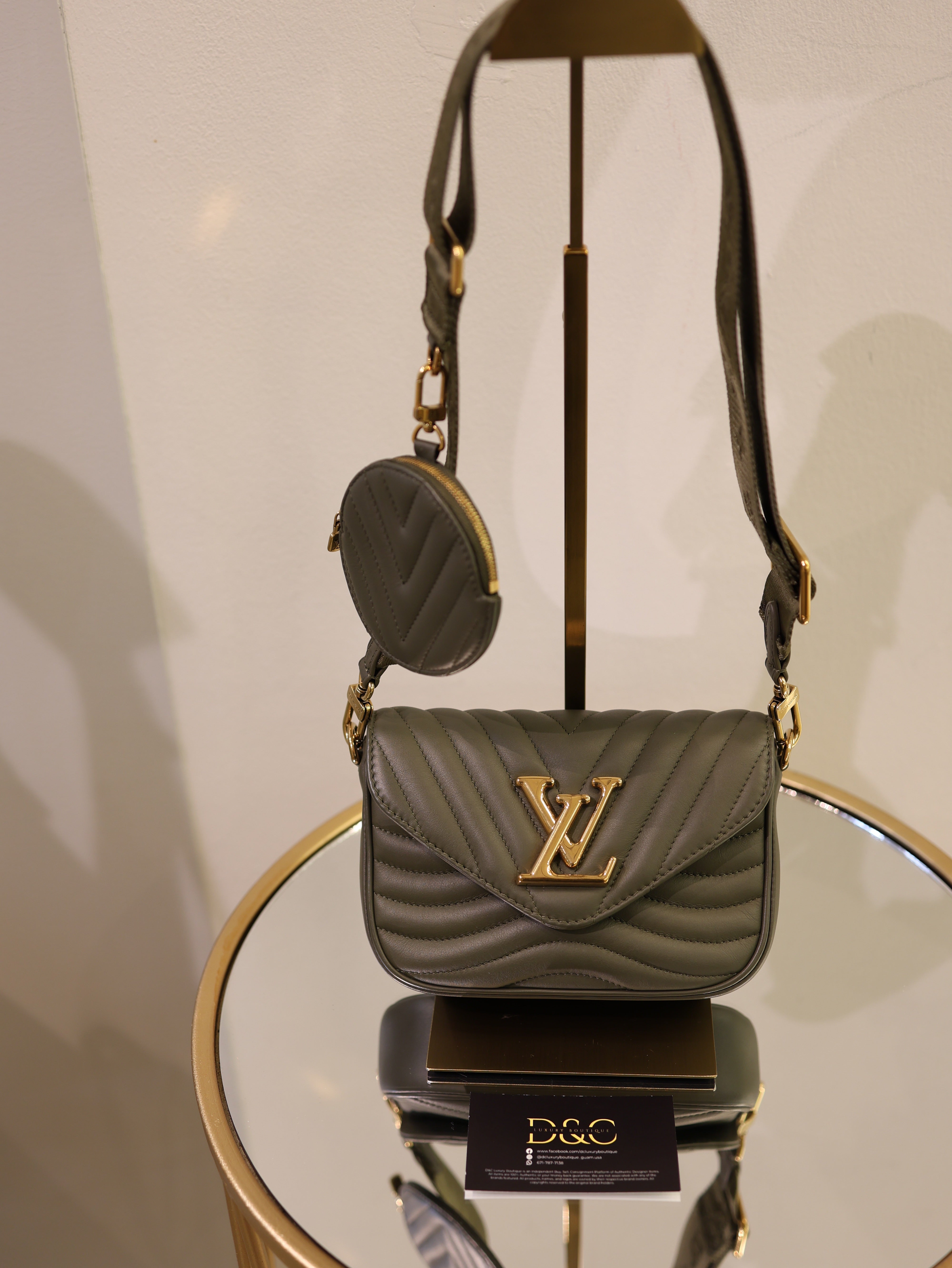 Louis Vuitton Green Khaki Leather Multi Pochette New Wave Bag