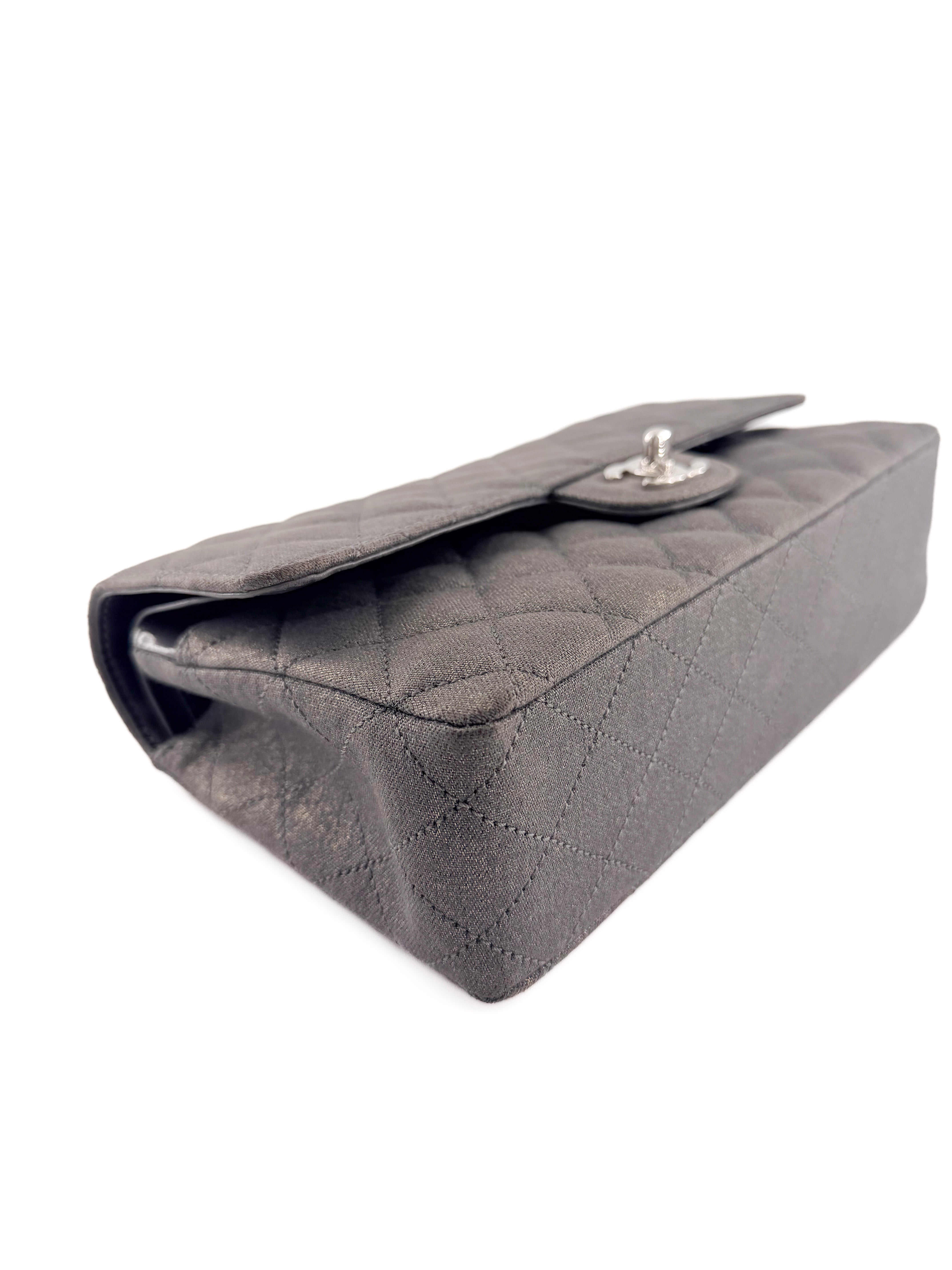 Chanel Medium Denim Classic Double Flap Bag Grey Glitter