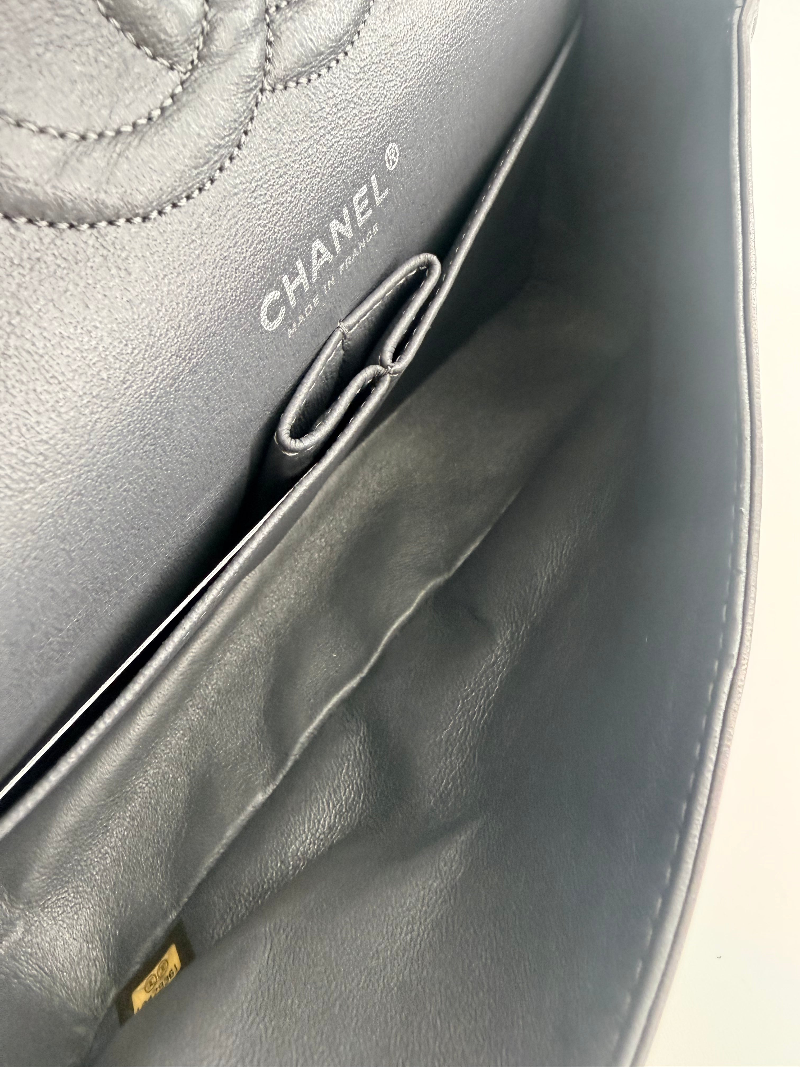 Chanel Medium Denim Classic Double Flap Bag Grey Glitter