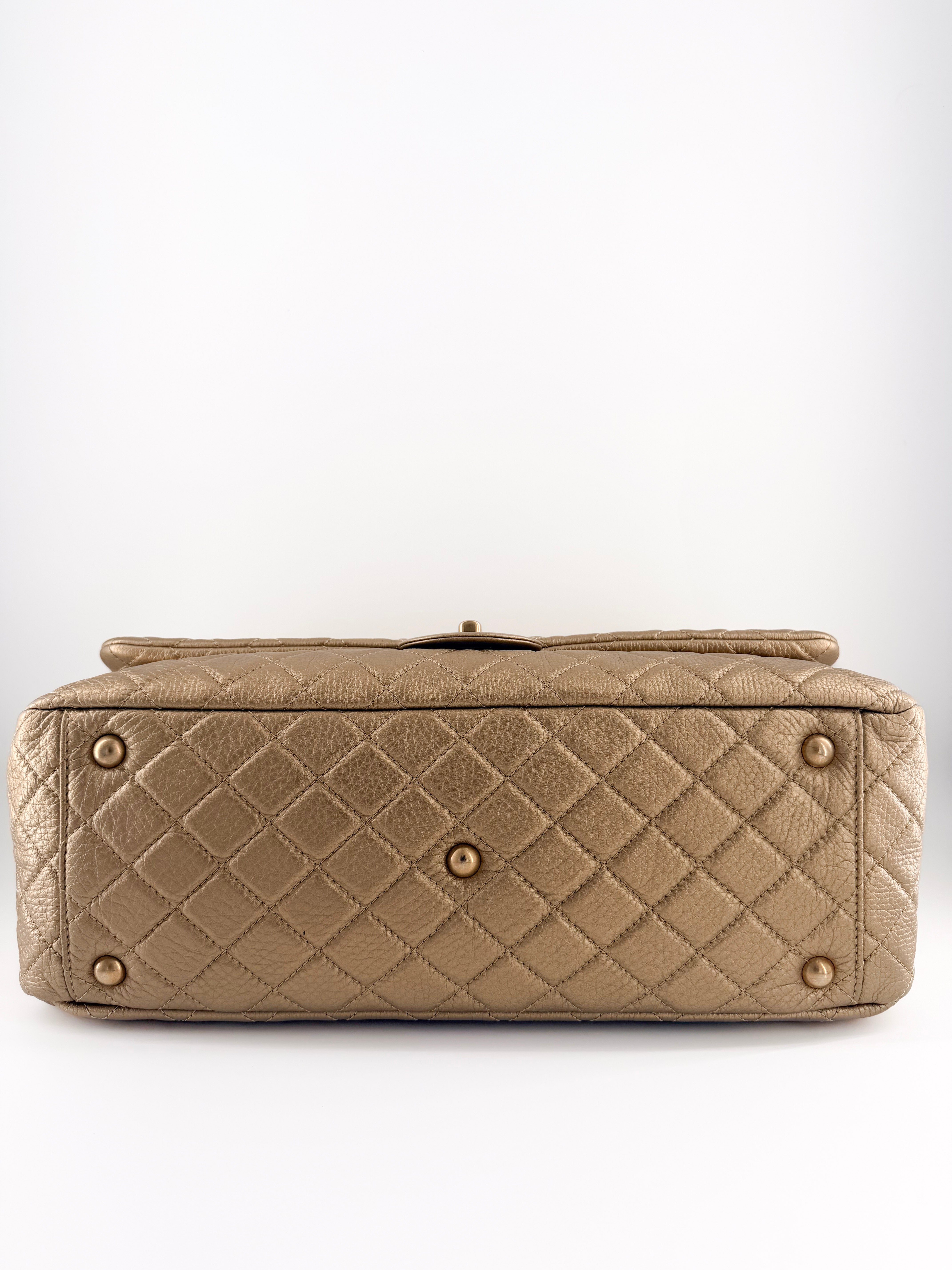 Chanel Classic Metallic Gold Calfskin Quilted XXL Flap Bag