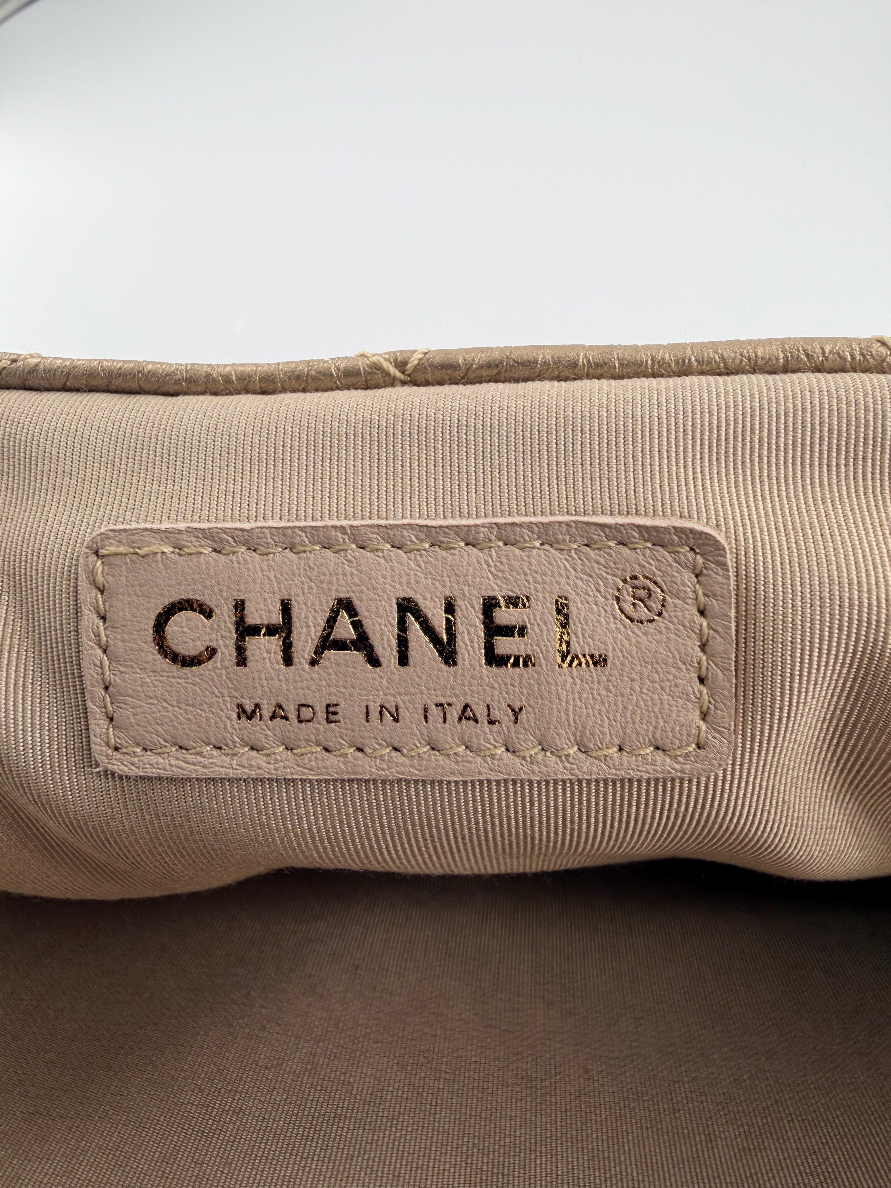 Chanel Classic Metallic Gold Calfskin Quilted XXL Flap Bag