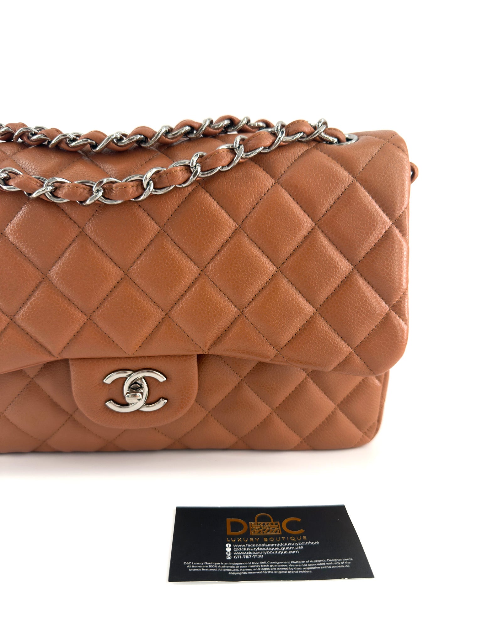 Chanel Jumbo Quilted Caviar Double Flap in Caramel SHW
