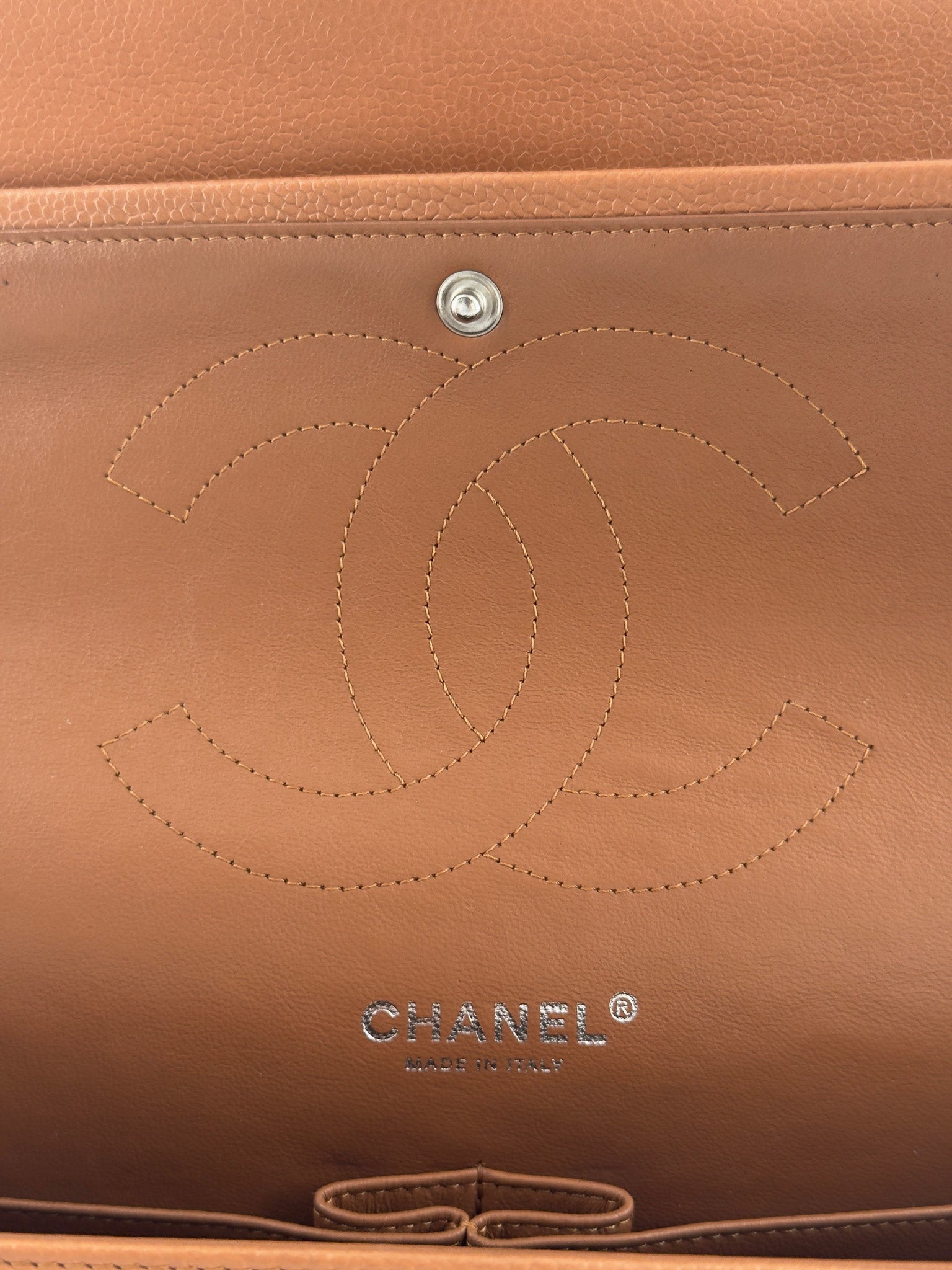 Chanel Jumbo Quilted Caviar Double Flap in Caramel SHW