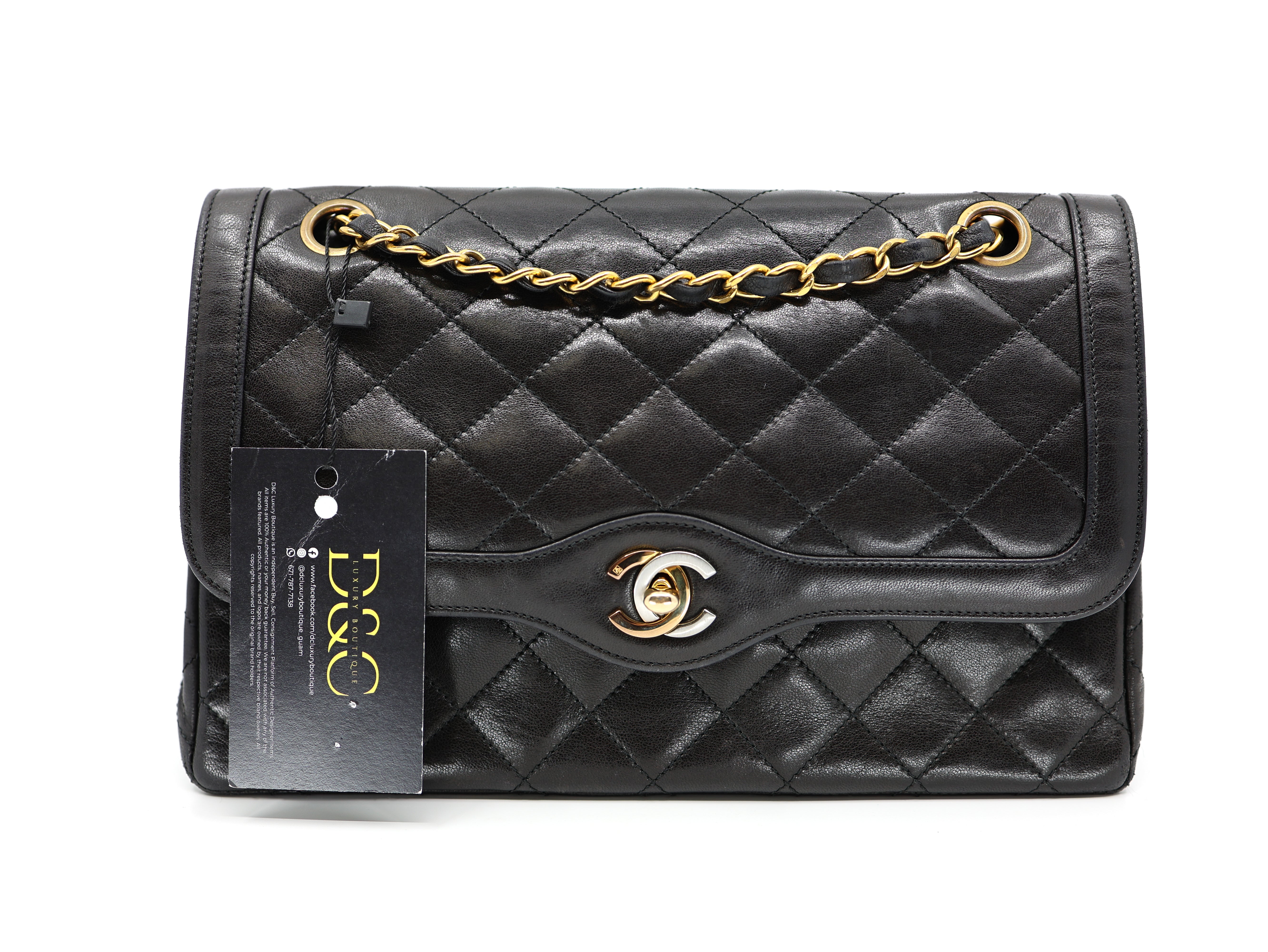 Chanel Lambskin Quilted Medium Double Flap Bag Black