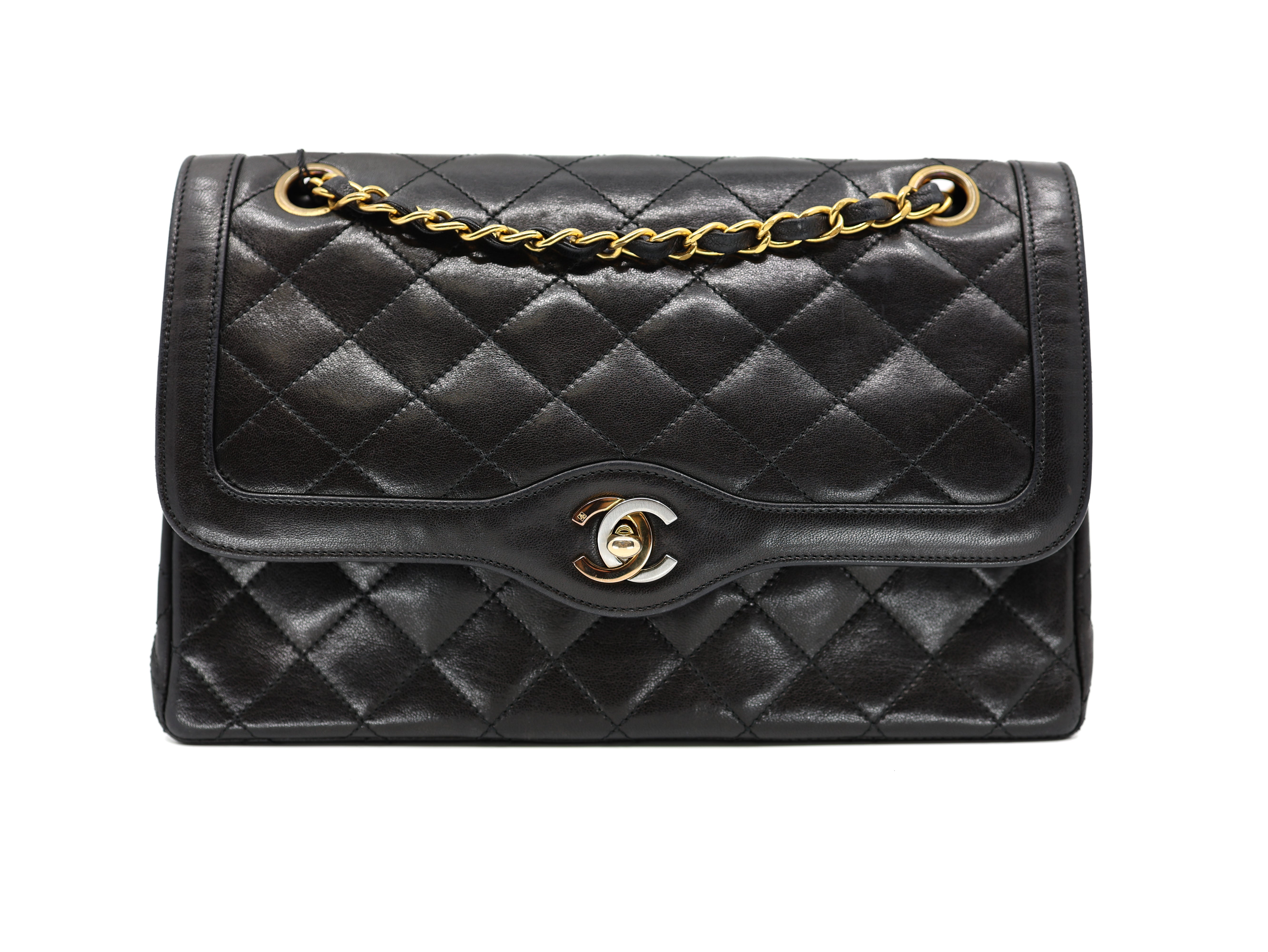 Chanel Lambskin Quilted Medium Double Flap Bag Black