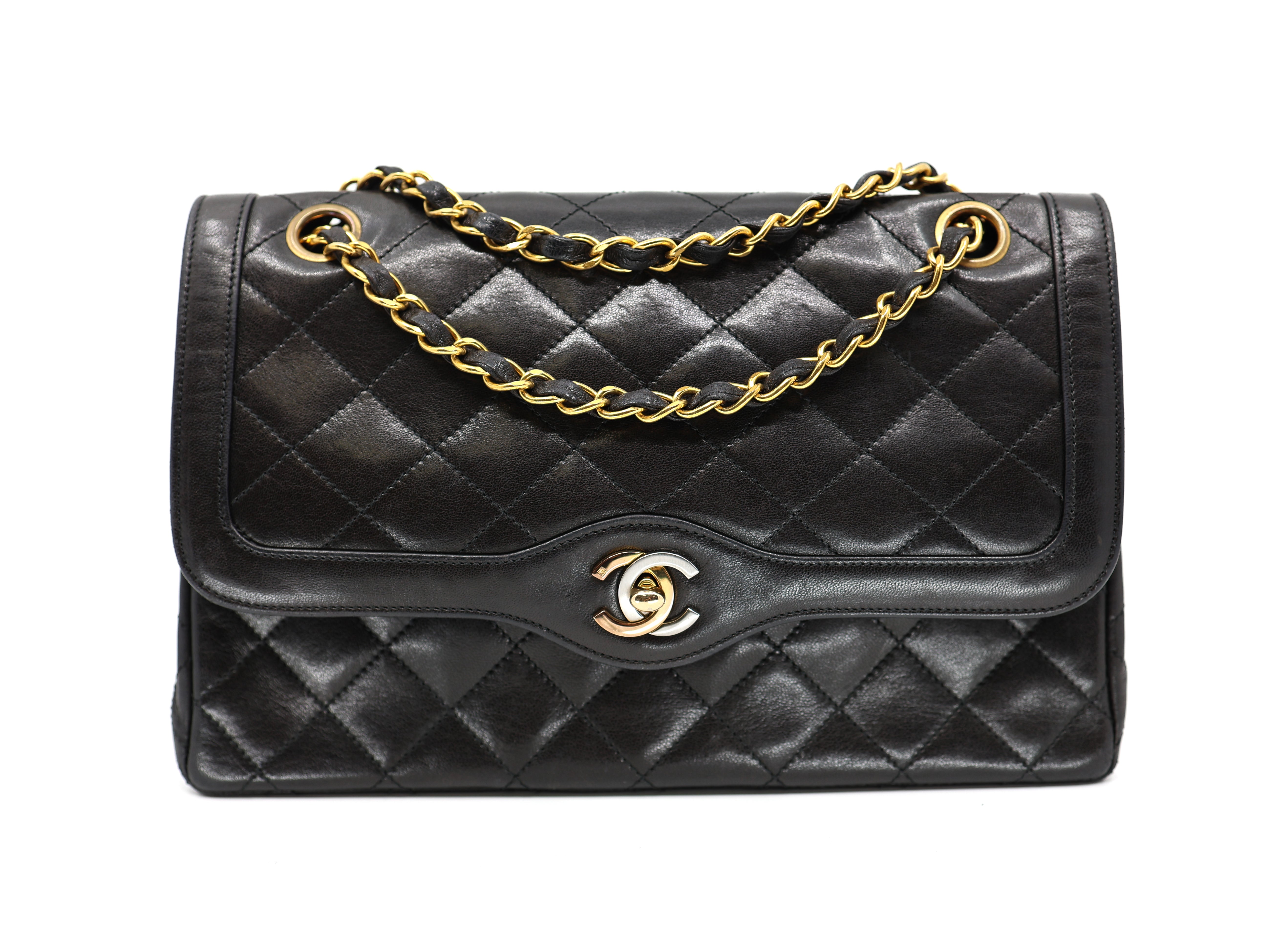 Chanel Lambskin Quilted Medium Double Flap Bag Black