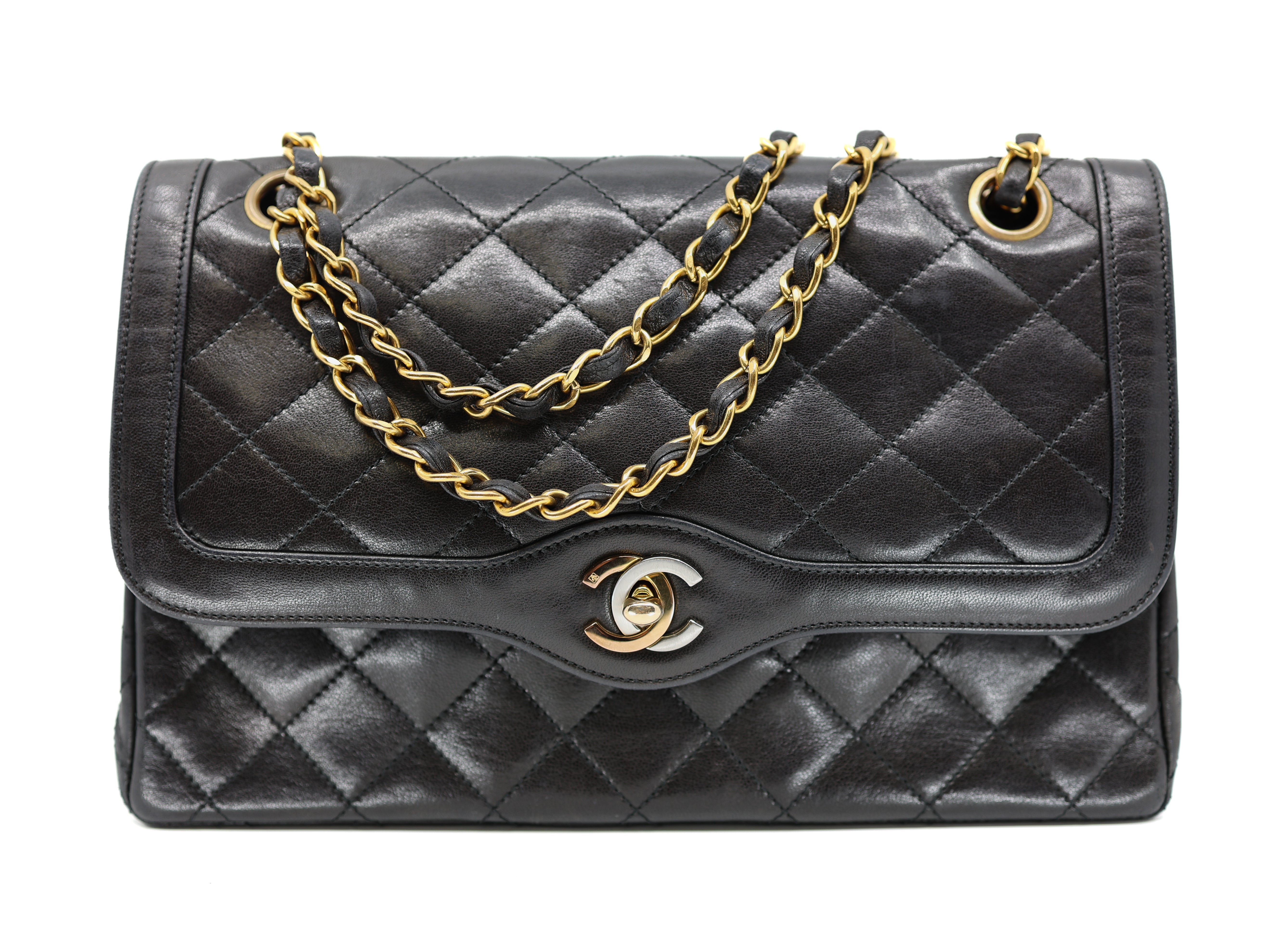Chanel Lambskin Quilted Medium Double Flap Bag Black