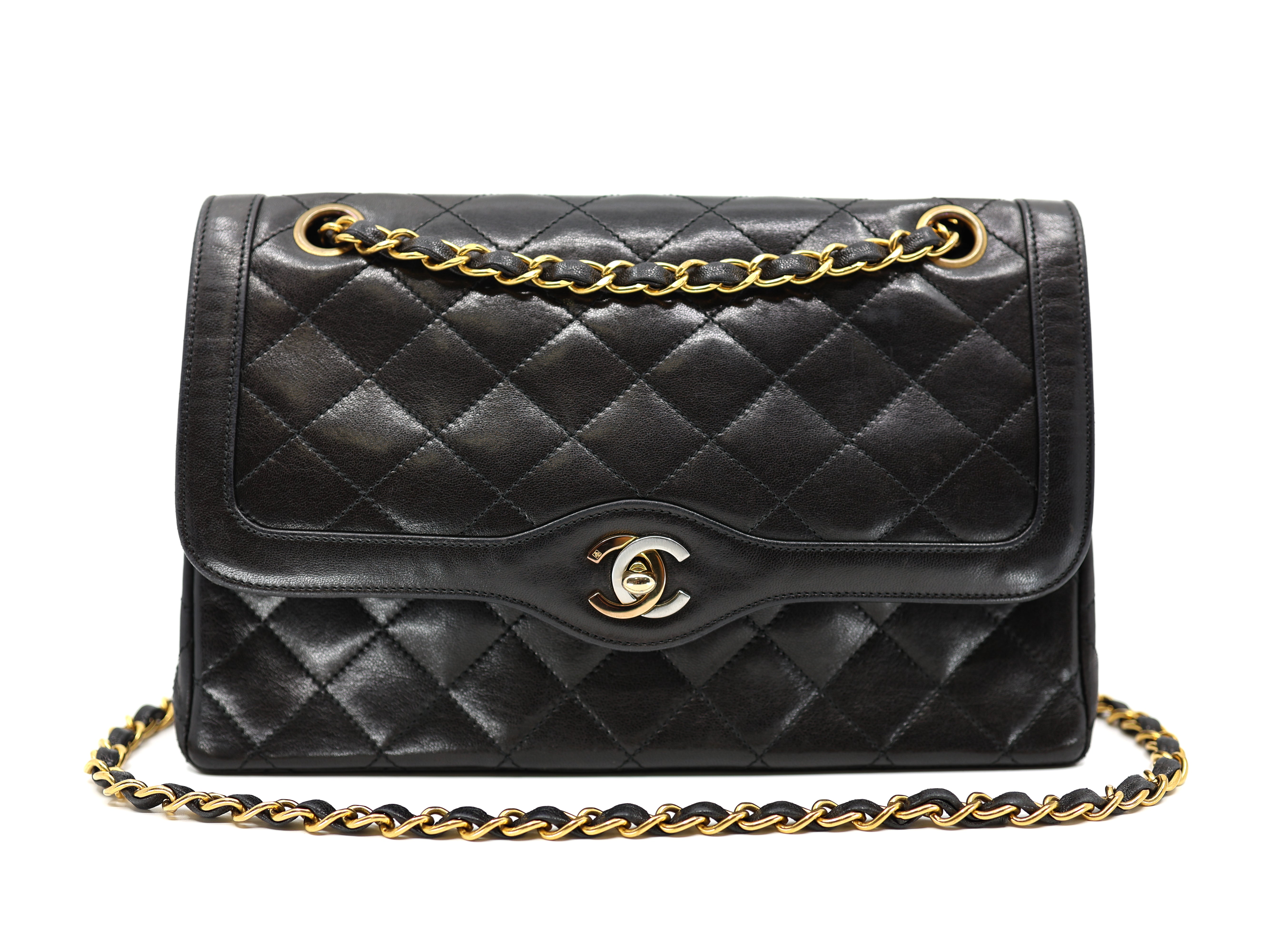 Chanel Lambskin Quilted Medium Double Flap Bag Black
