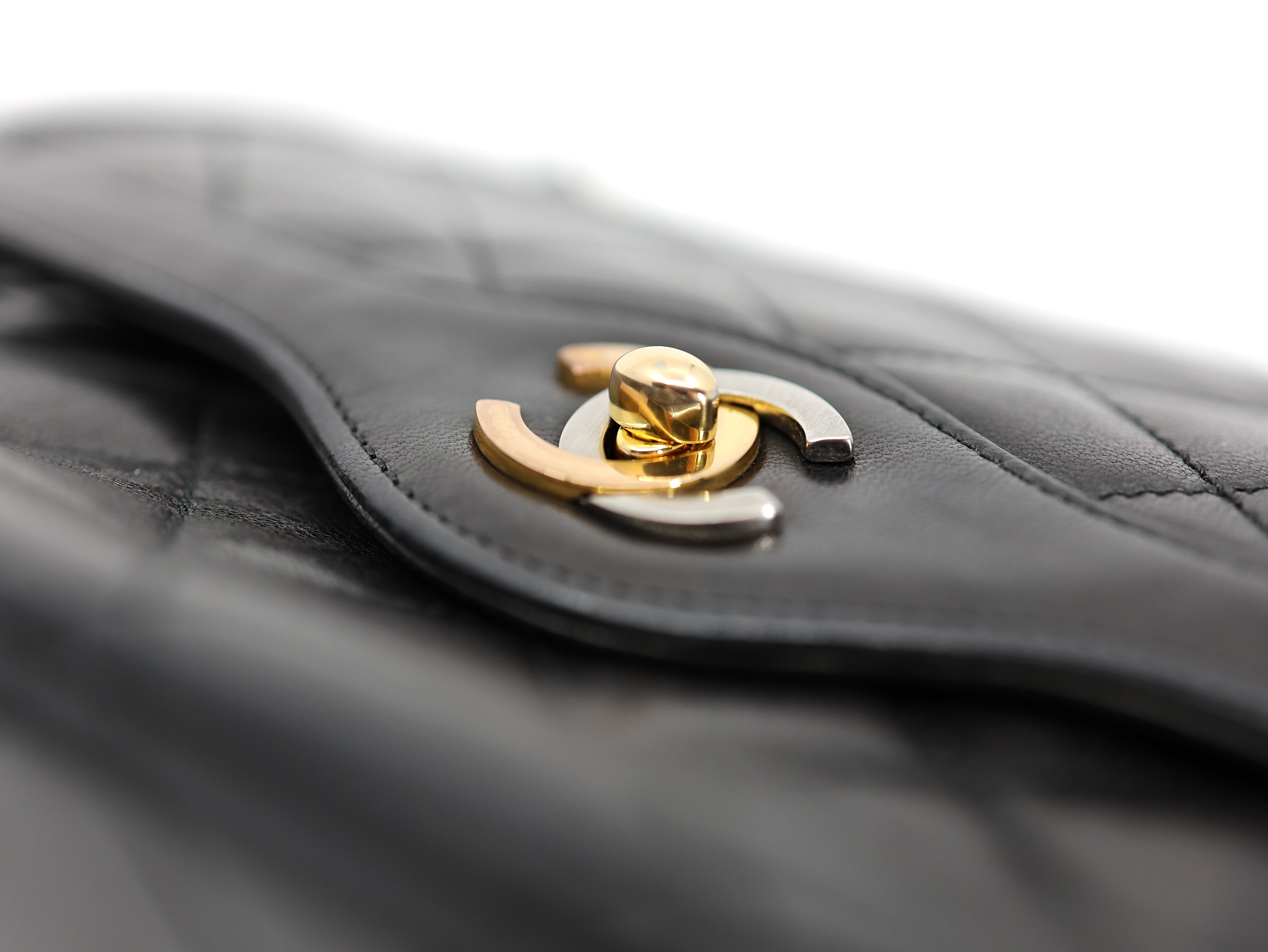 Chanel Lambskin Quilted Medium Double Flap Bag Black