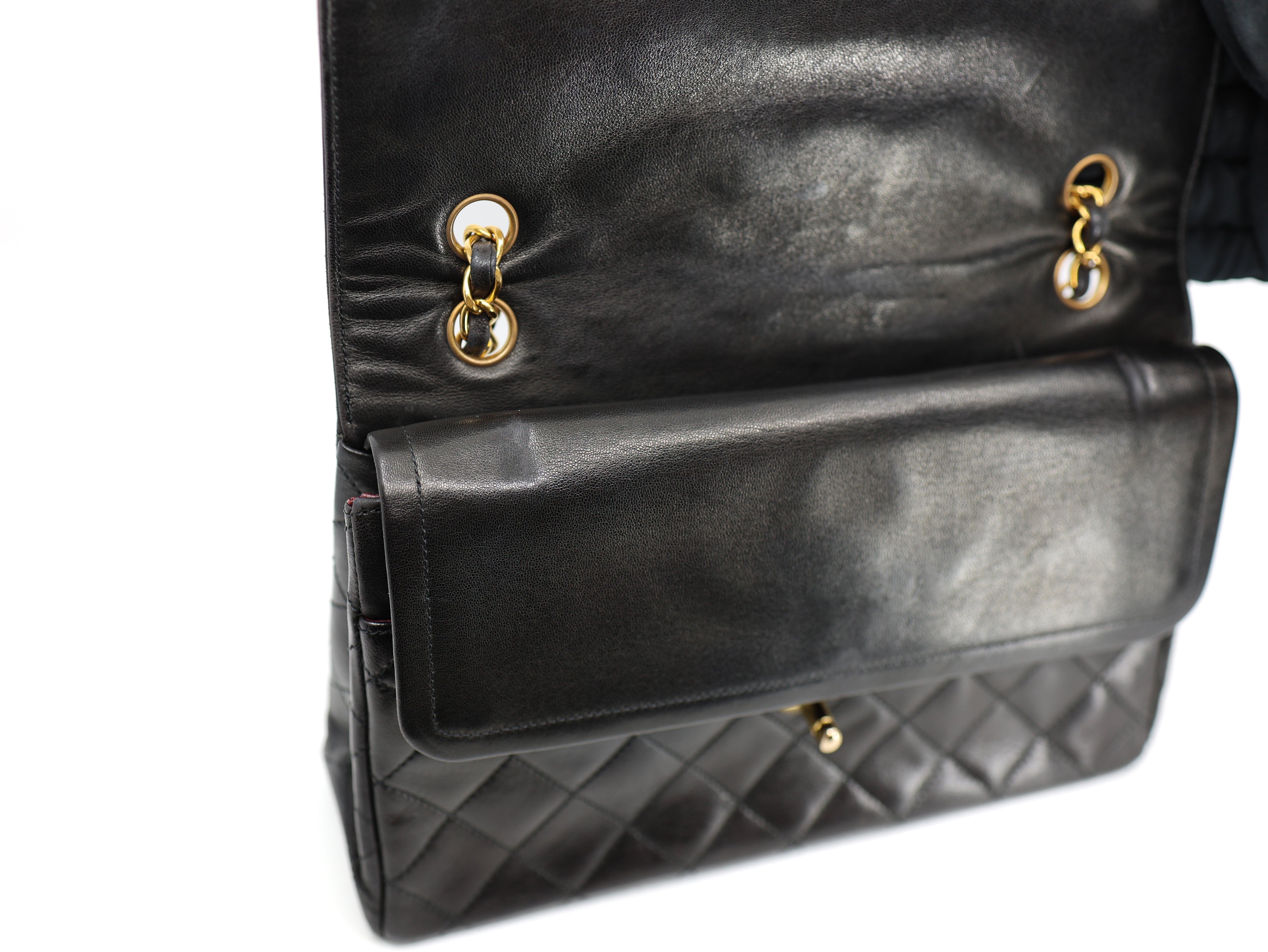 Chanel Lambskin Quilted Medium Double Flap Bag Black
