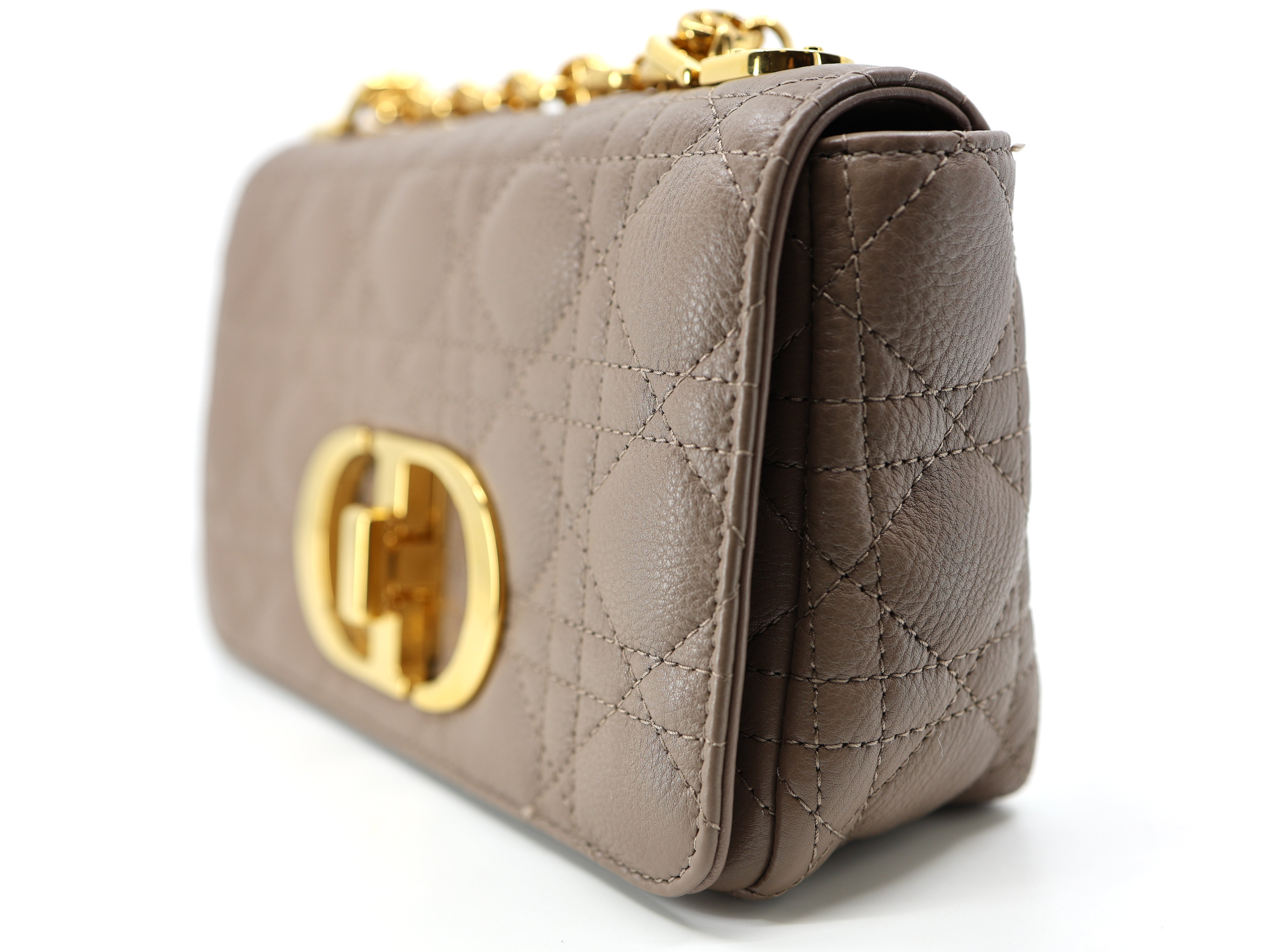 Christian Dior Caro Bag Taupe Calfskin Cannage Small