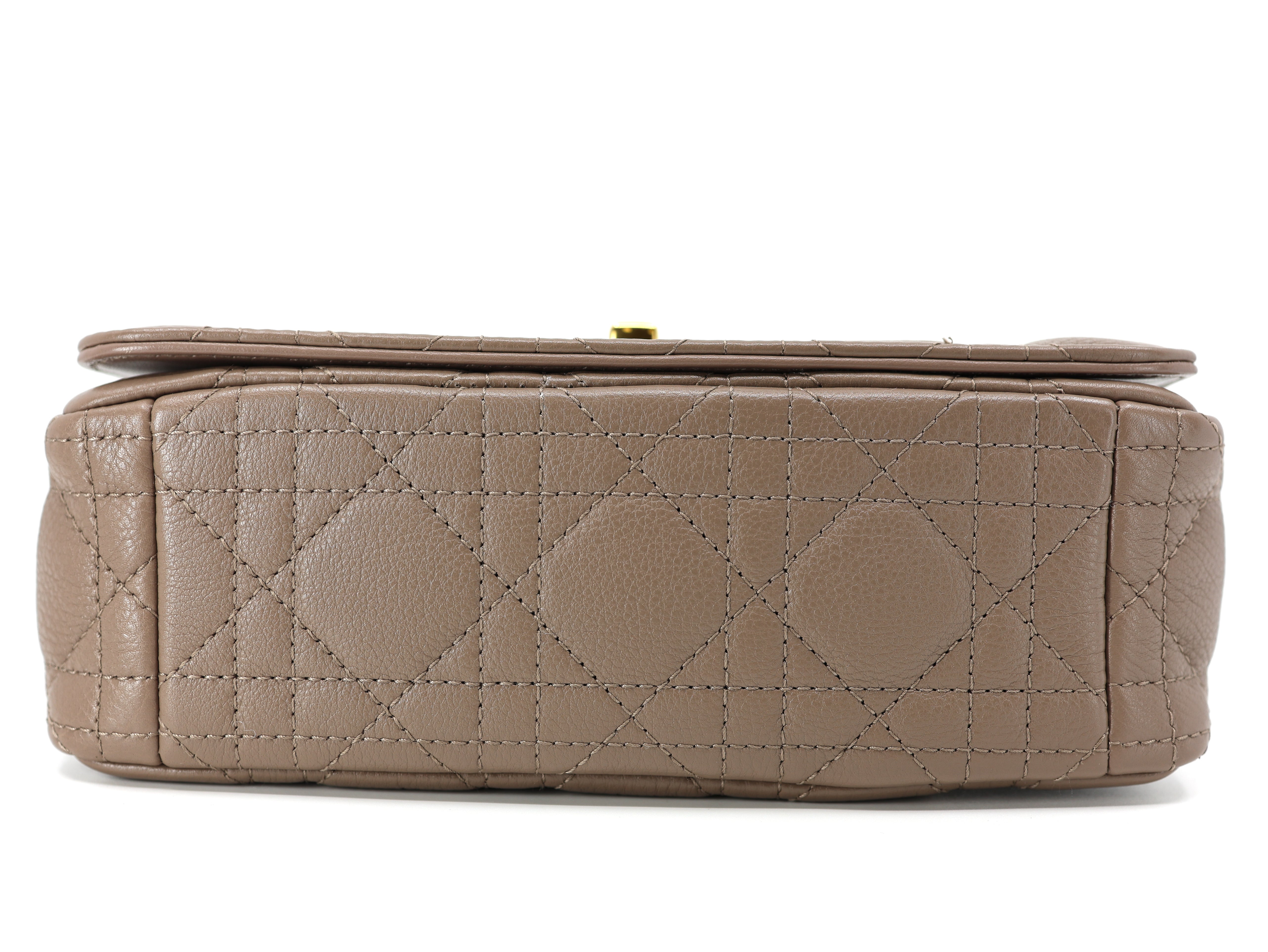 Christian Dior Caro Bag Taupe Calfskin Cannage Small