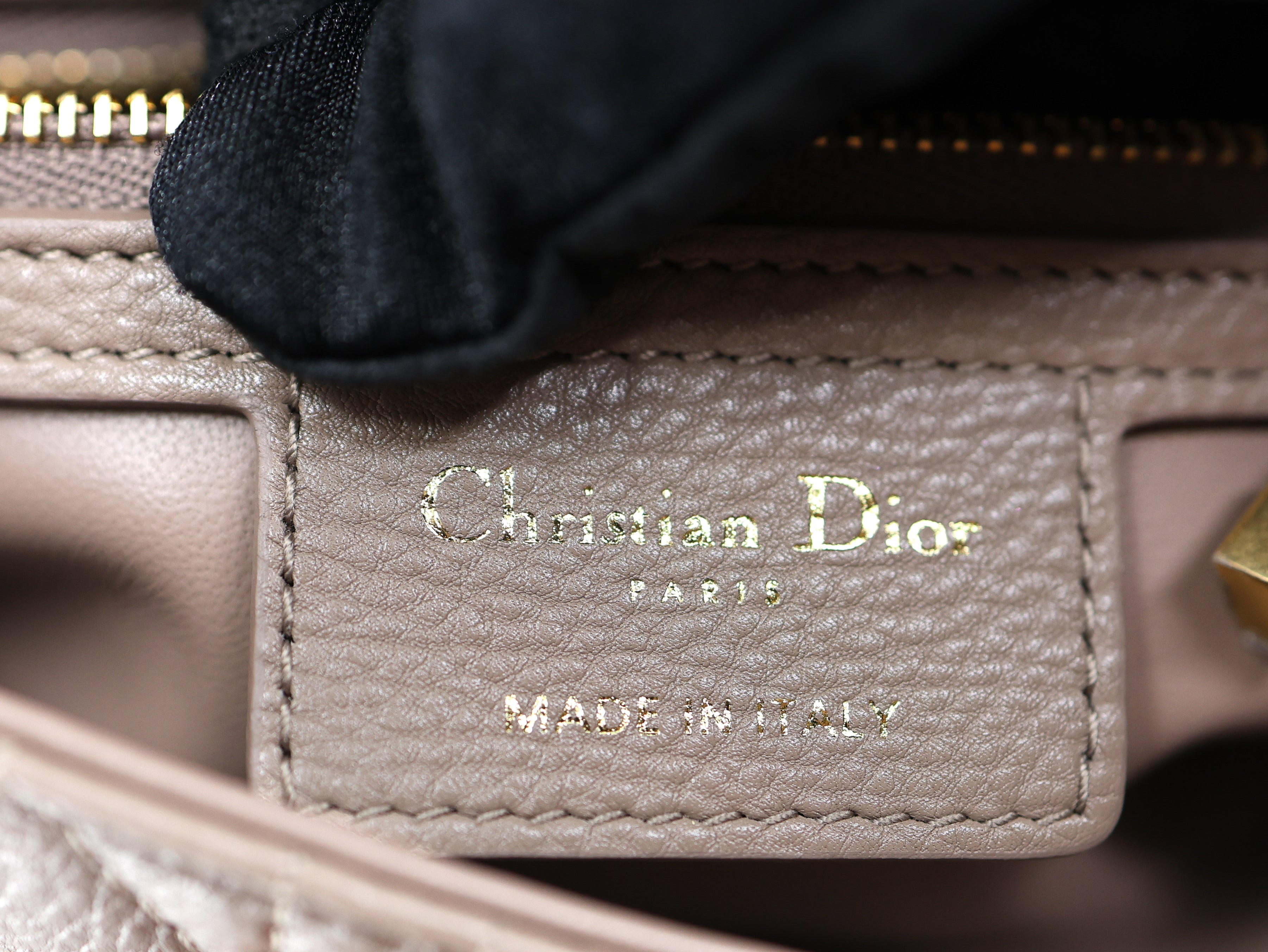 Christian Dior Caro Bag Taupe Calfskin Cannage Small