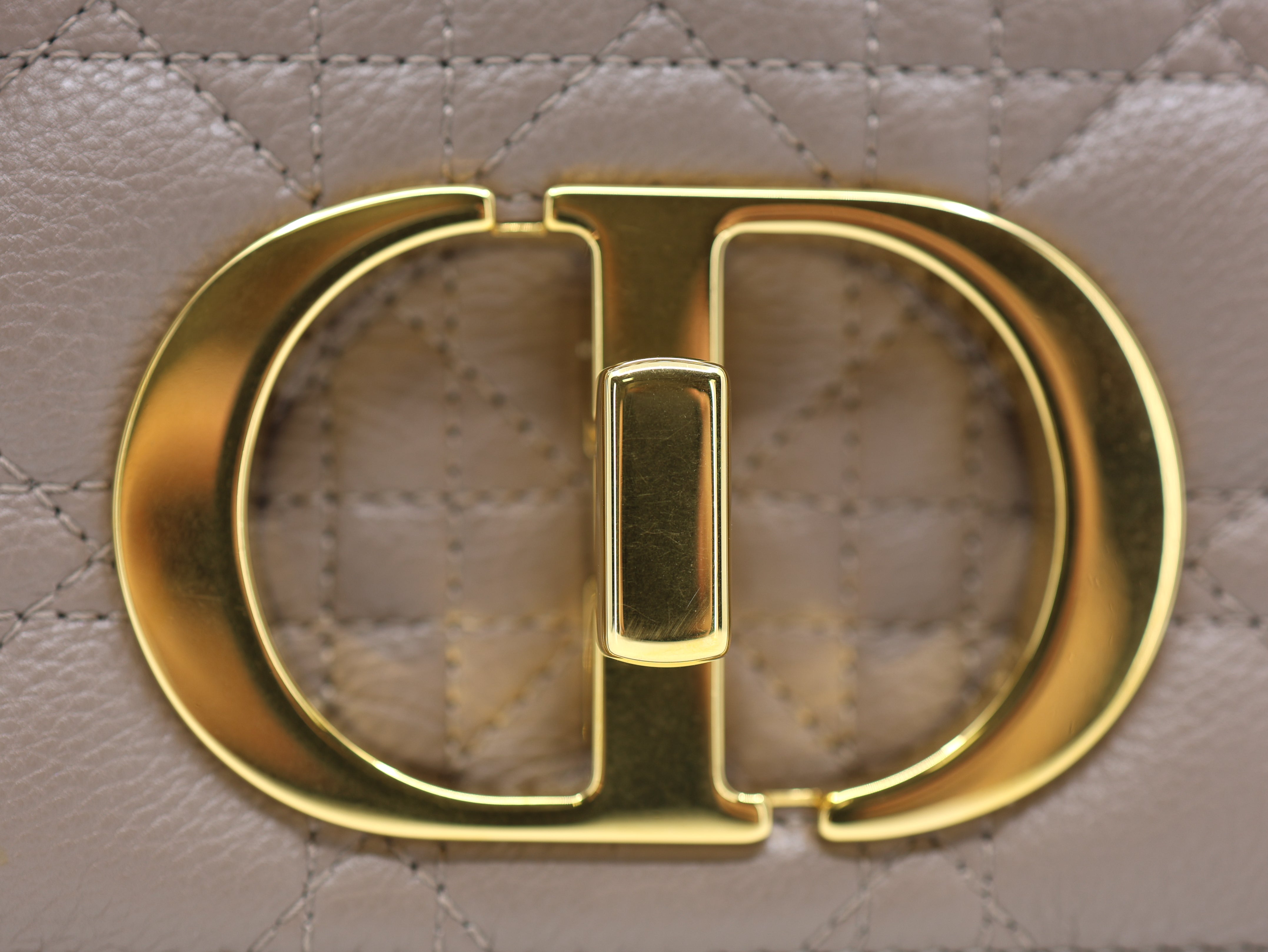Christian Dior Caro Bag Taupe Calfskin Cannage Small