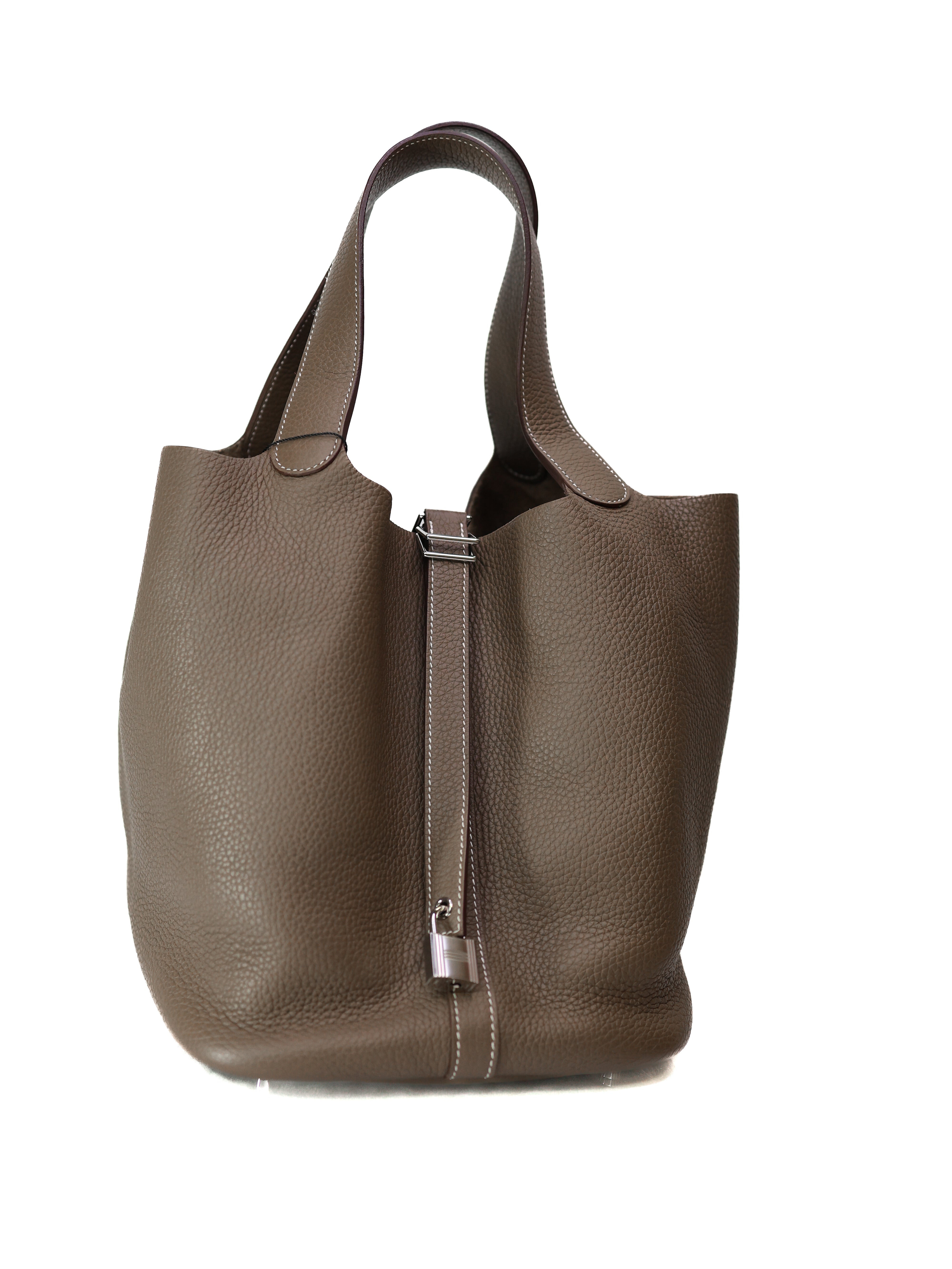 Hermes Taurillon Clemence Picotin Lock 26 GM Etoupe