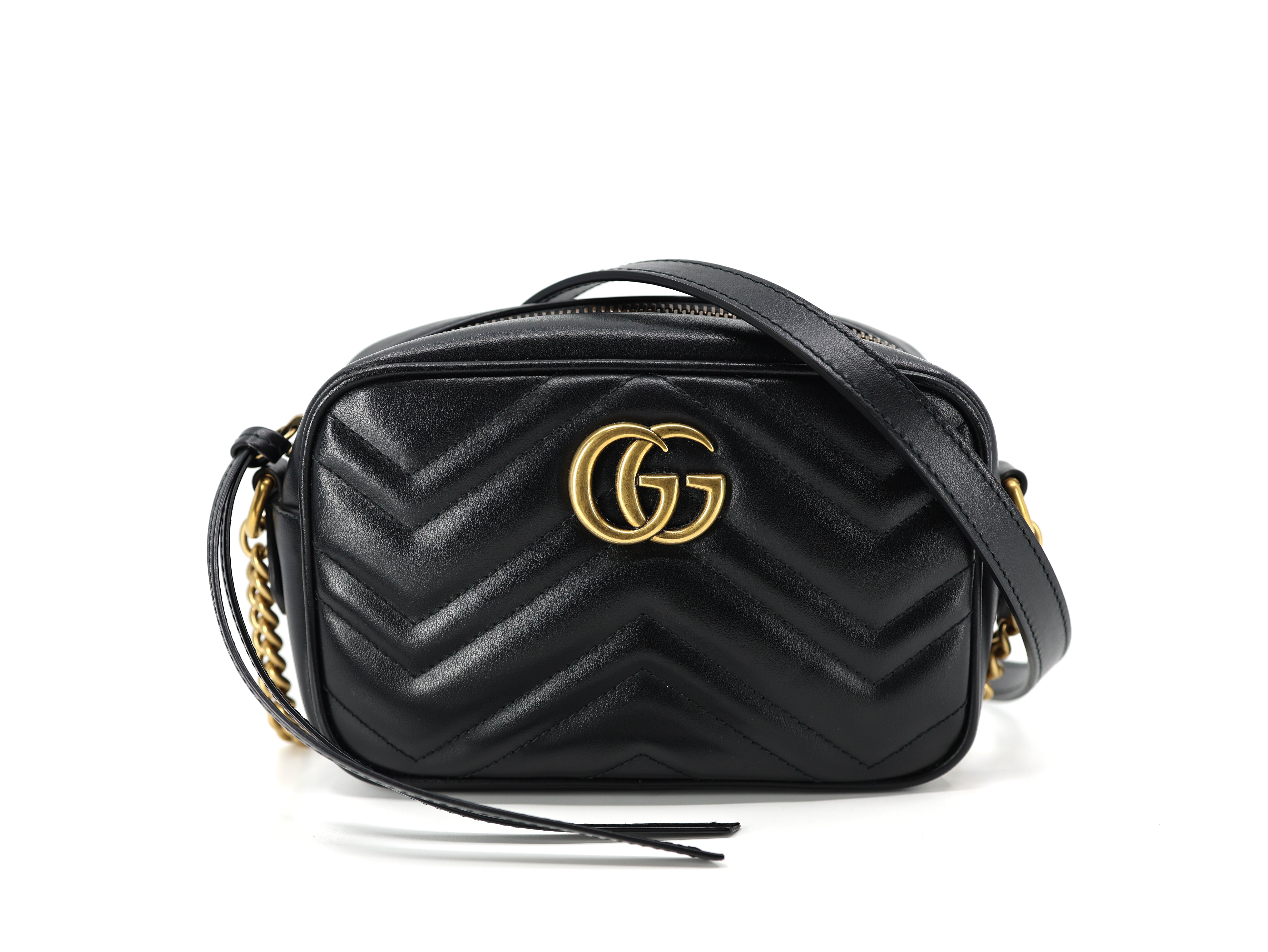 Gucci GG Marmont Mini Calfskin Matelasse Shoulder Bag Black