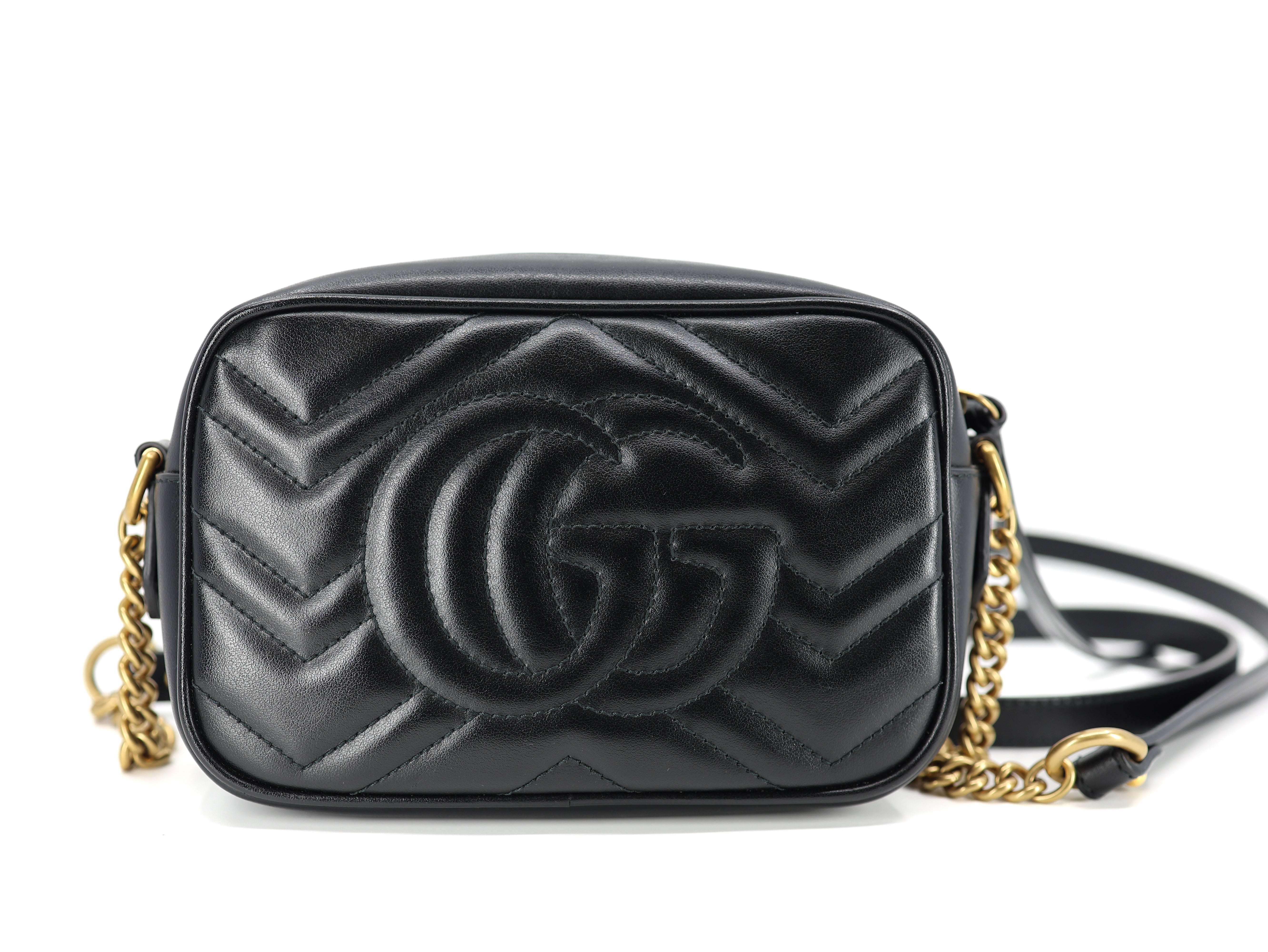 Gucci GG Marmont Mini Calfskin Matelasse Shoulder Bag Black