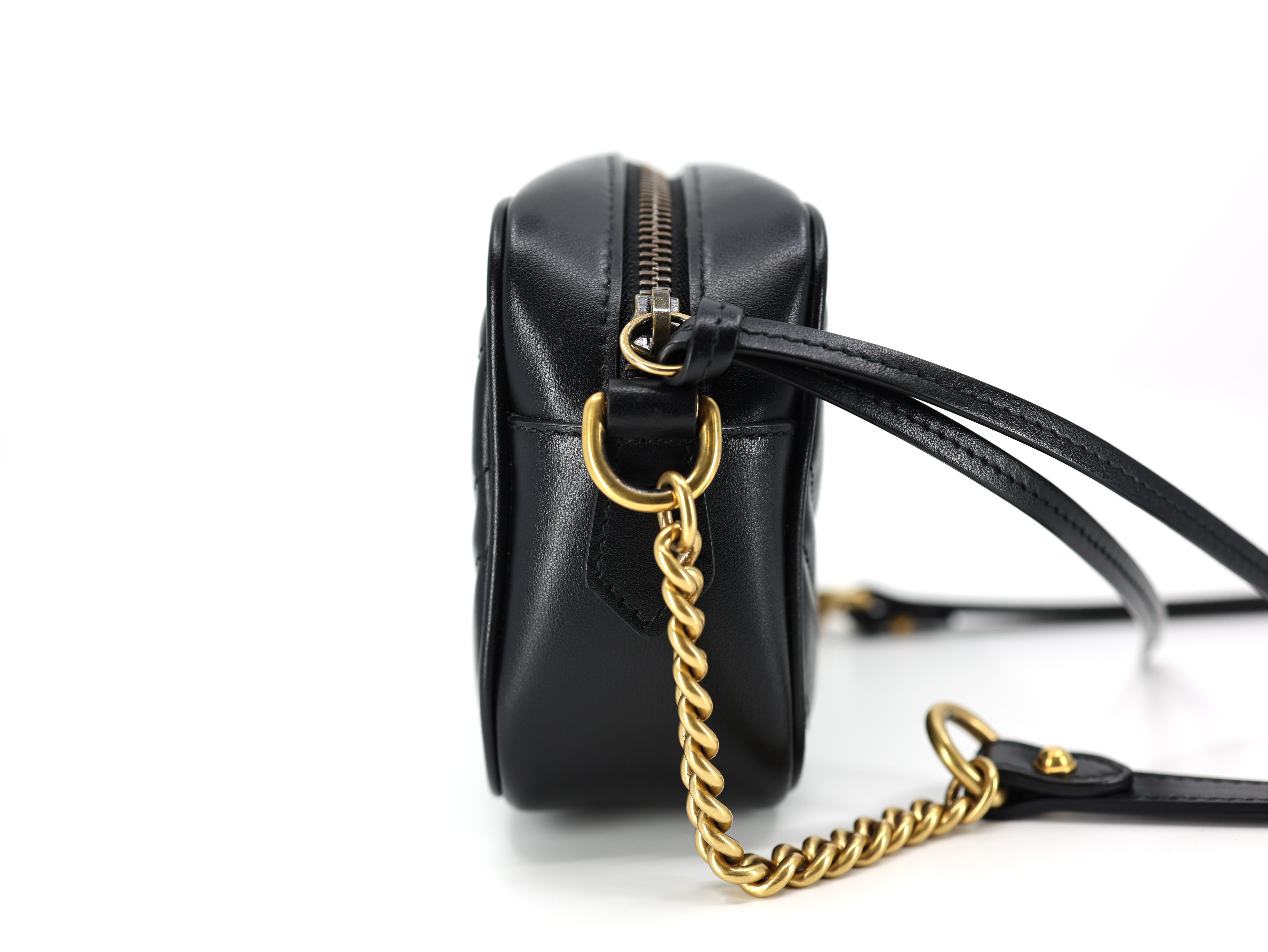 Gucci GG Marmont Mini Calfskin Matelasse Shoulder Bag Black