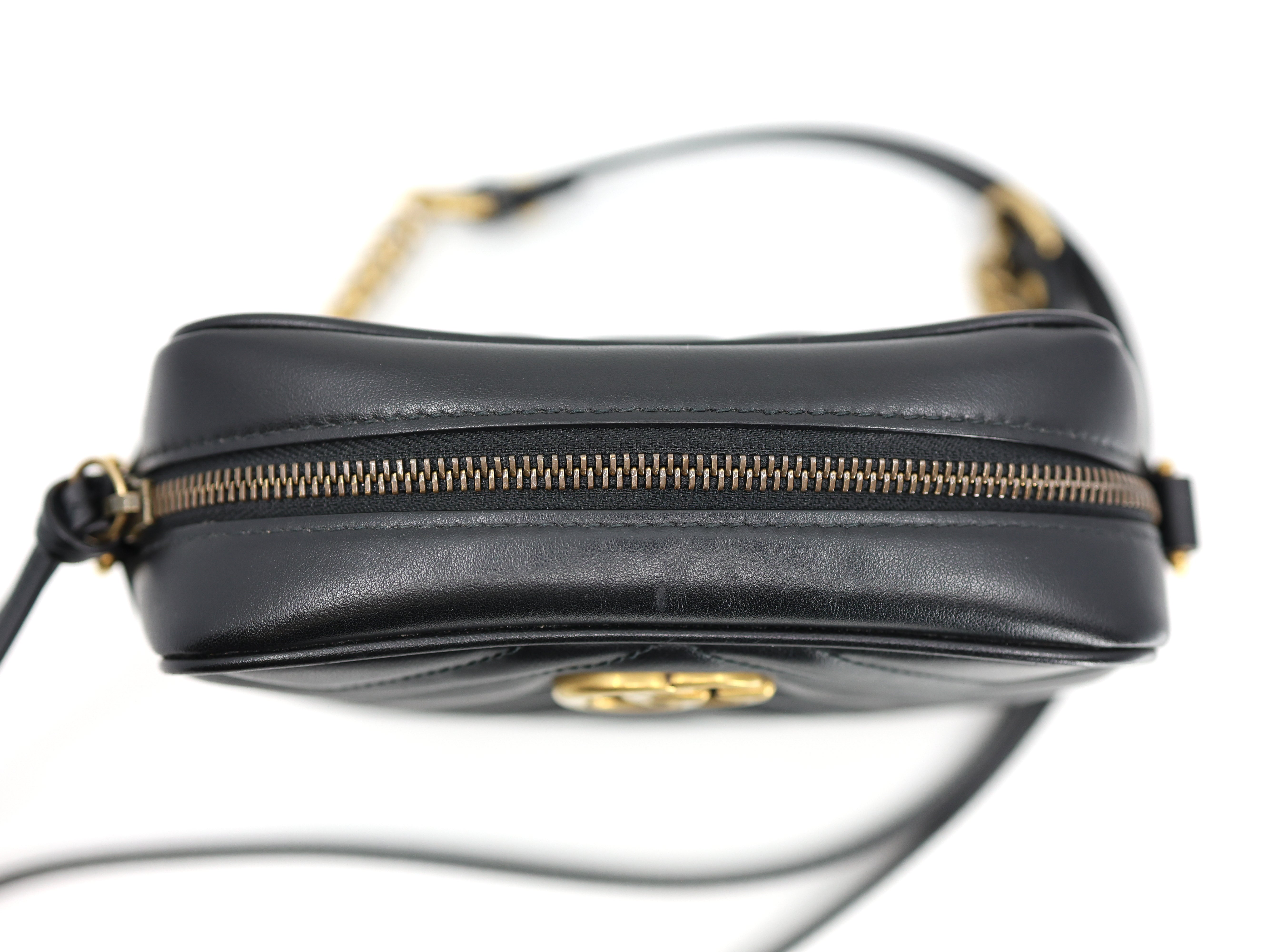 Gucci GG Marmont Mini Calfskin Matelasse Shoulder Bag Black