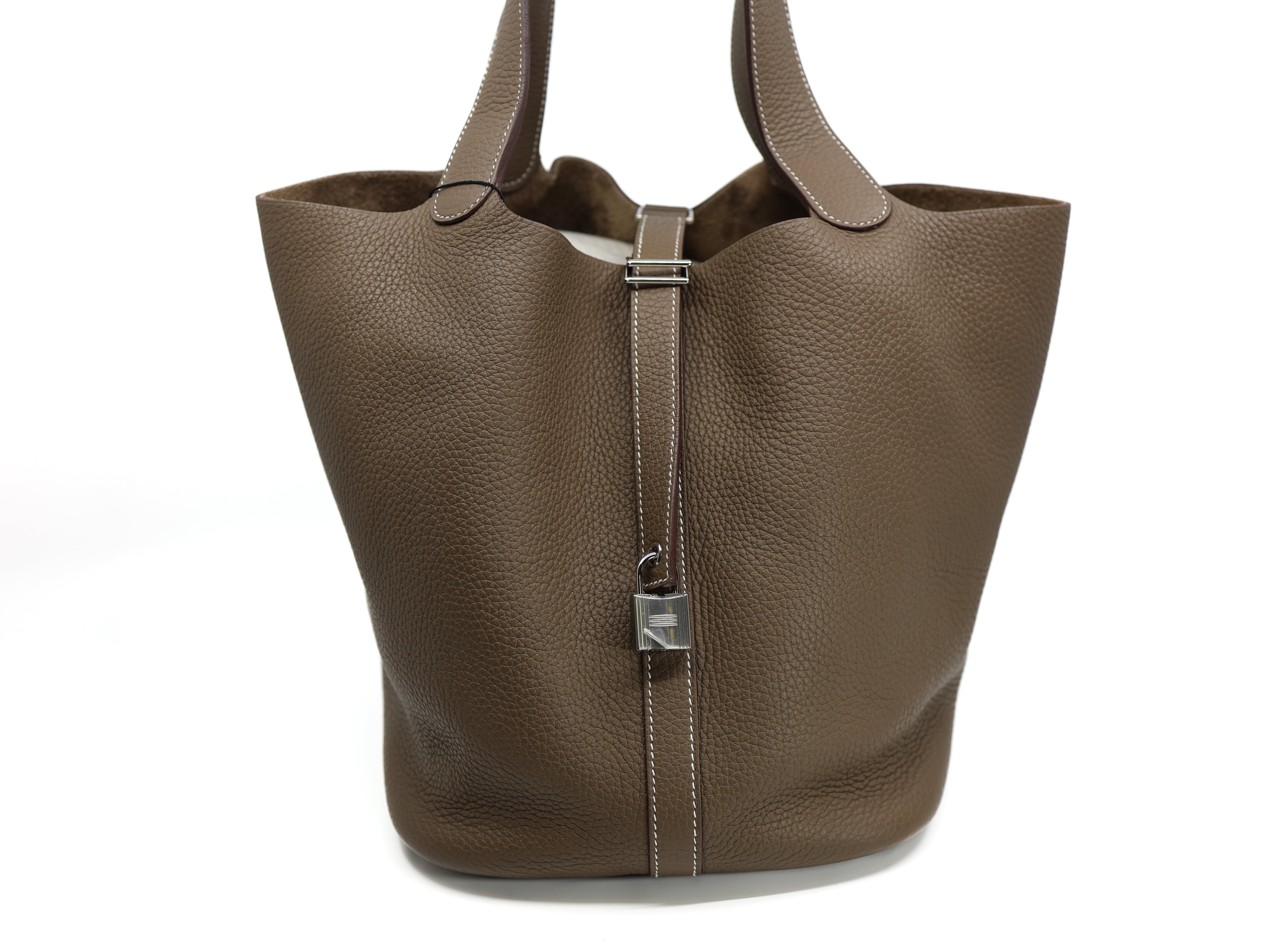 Hermes Taurillon Clemence Picotin Lock 26 GM Etoupe