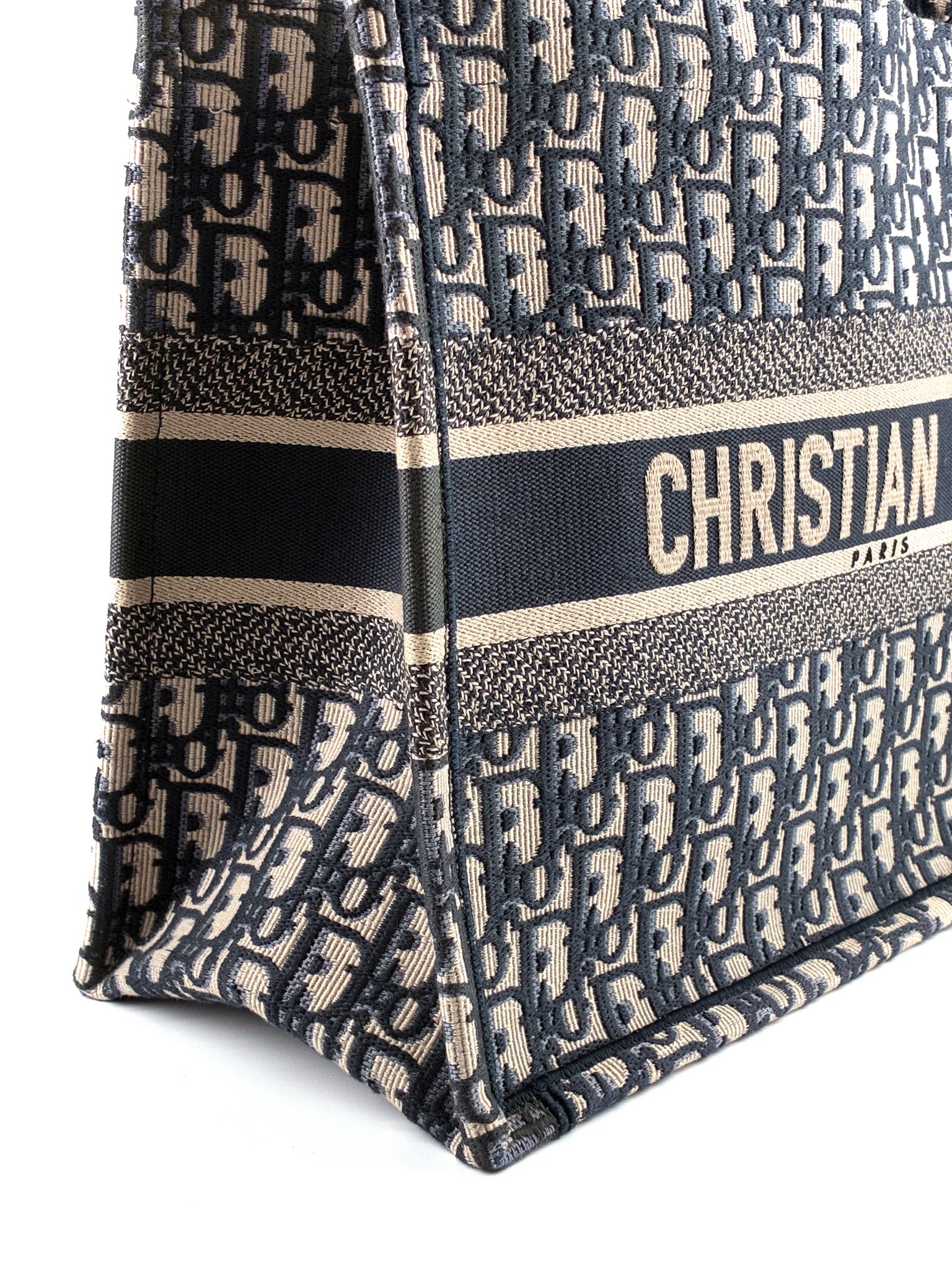 Christian Dior Oblique Medium Book Tote Blue Multicolor