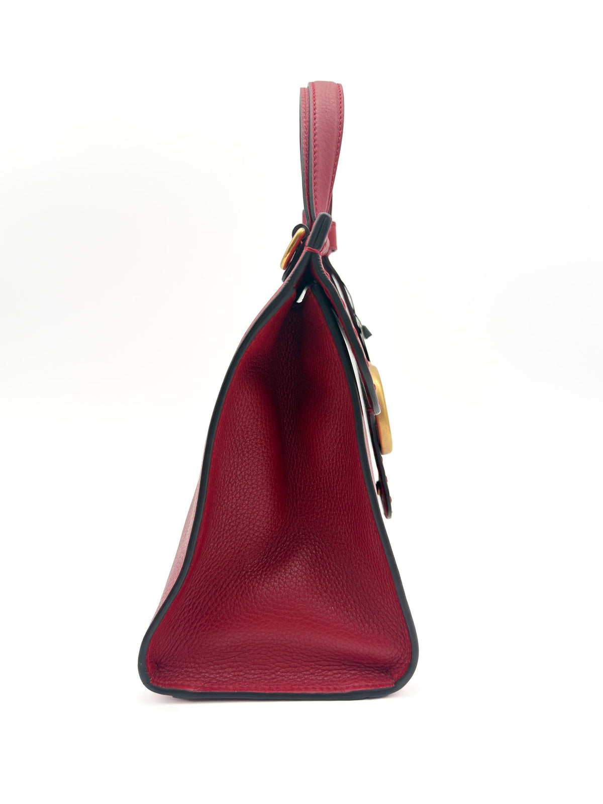 Gucci Marmont Top Handle Bag Red Pebbled Small