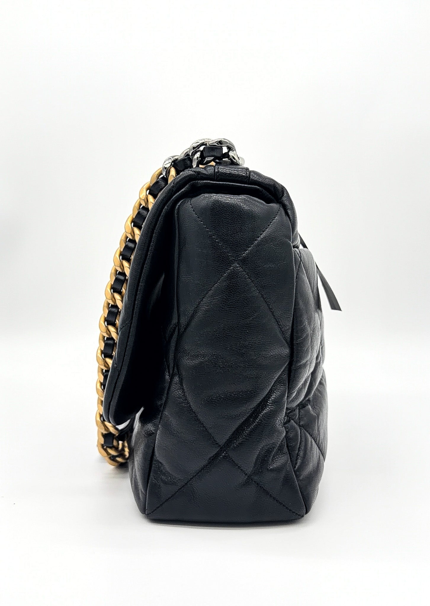 Chanel Lambskin Quilted Maxi Chanel 19 Flap Black