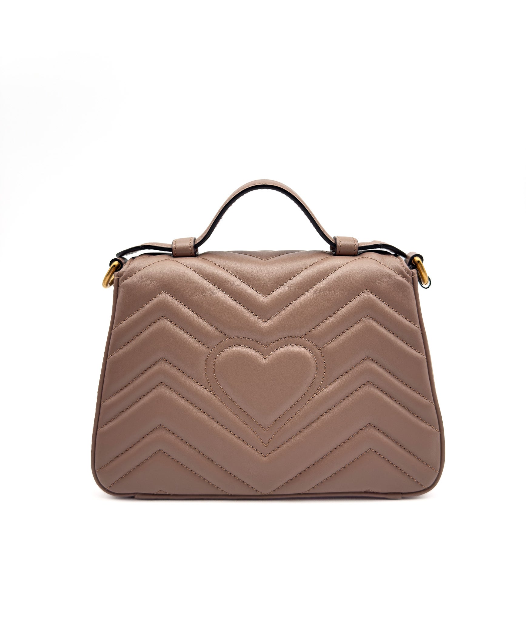 Gucci GG Marmont Mini Top Handle Bag in Dusty Pink Matelasse Chevron Leather GHW