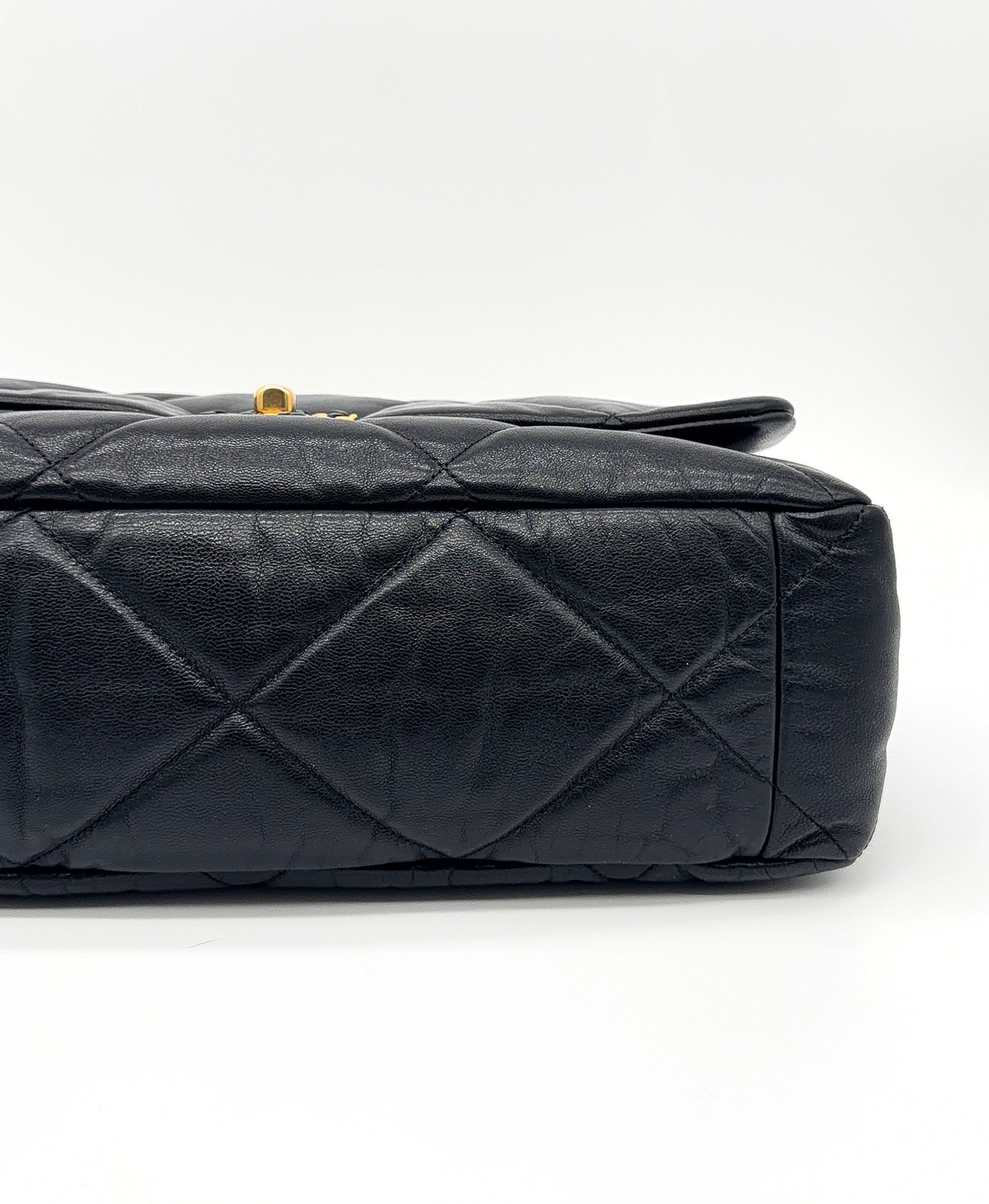 Chanel Lambskin Quilted Maxi Chanel 19 Flap Black