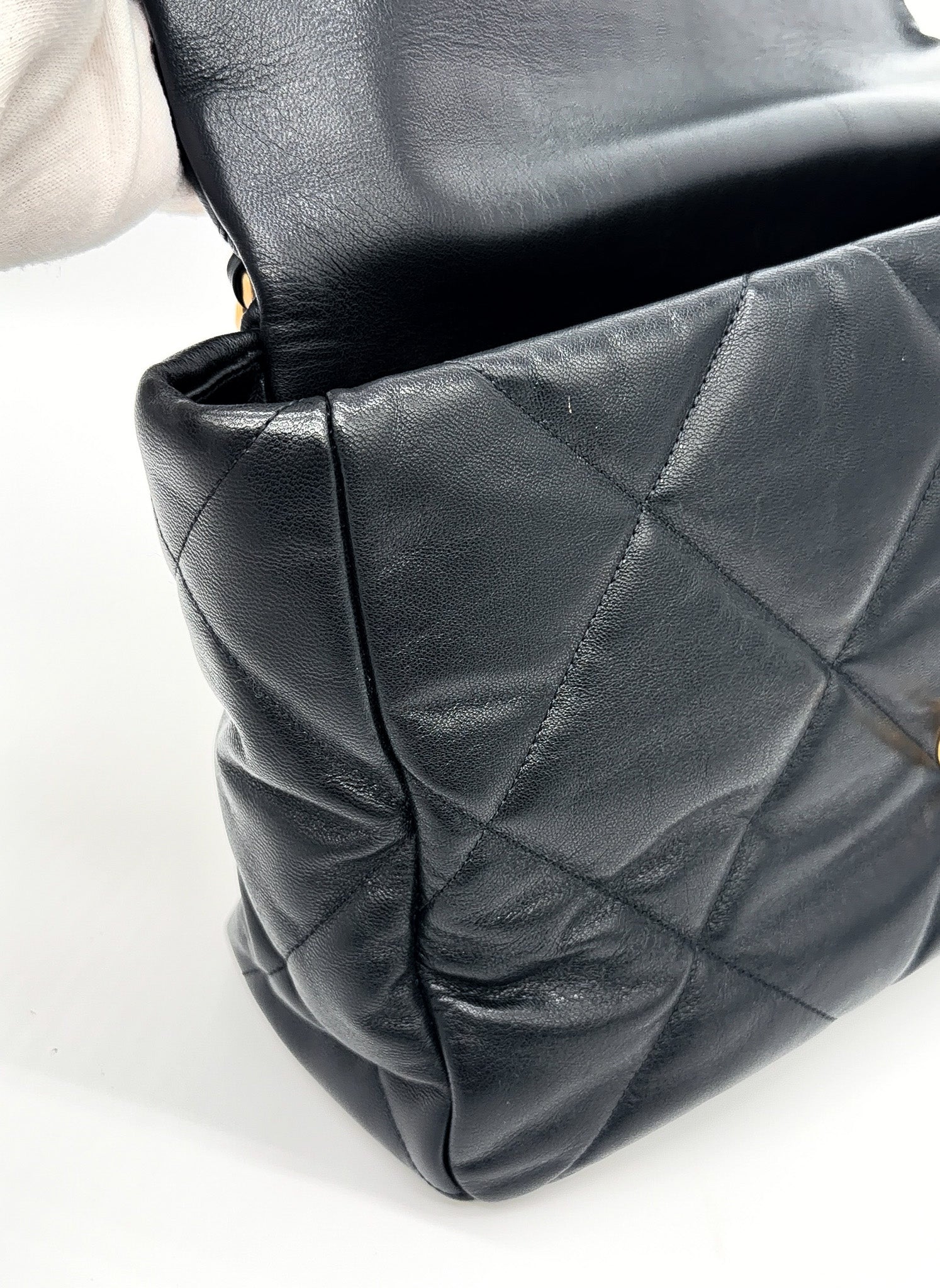 Chanel Lambskin Quilted Maxi Chanel 19 Flap Black