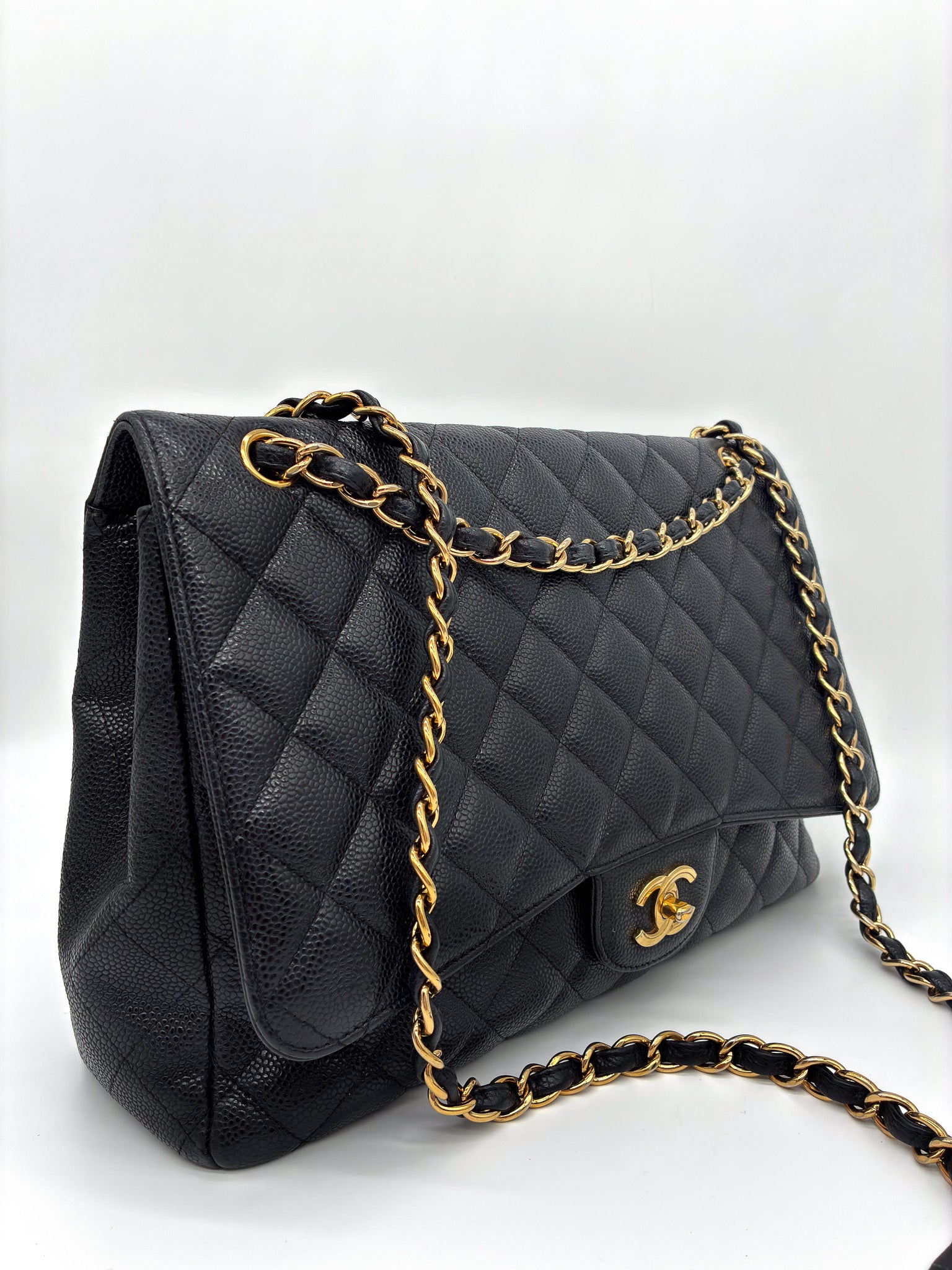Chanel Caviar Quilted Maxi Single Flap Black