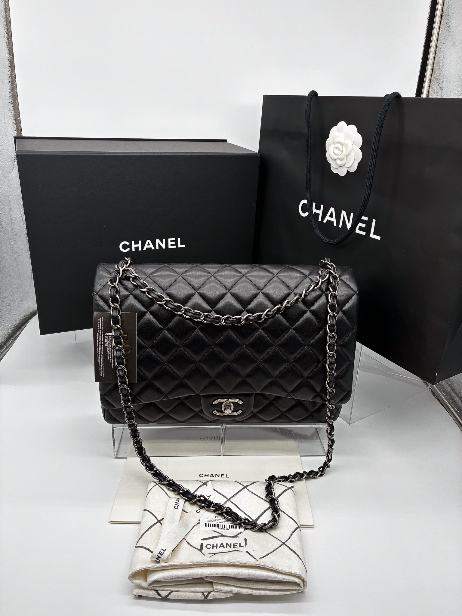 Chanel Classic Lambskin Quilted Maxi Double Flap Black