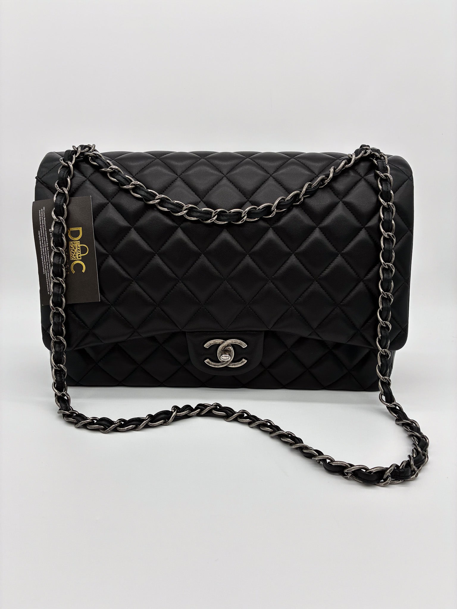 Chanel Classic Lambskin Quilted Maxi Double Flap Black