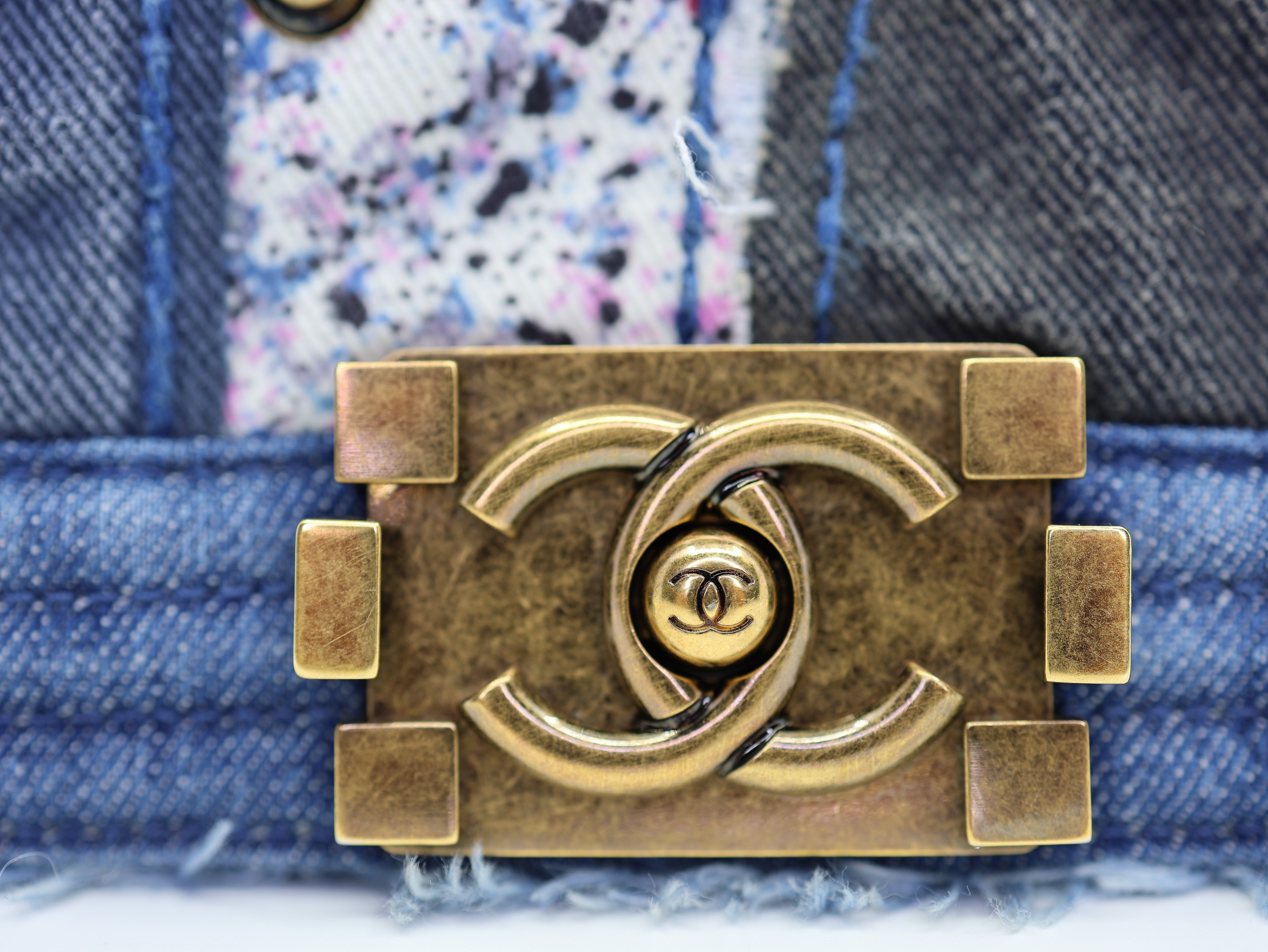 Chanel Denim Patchwork Medium Boy Flap Blue