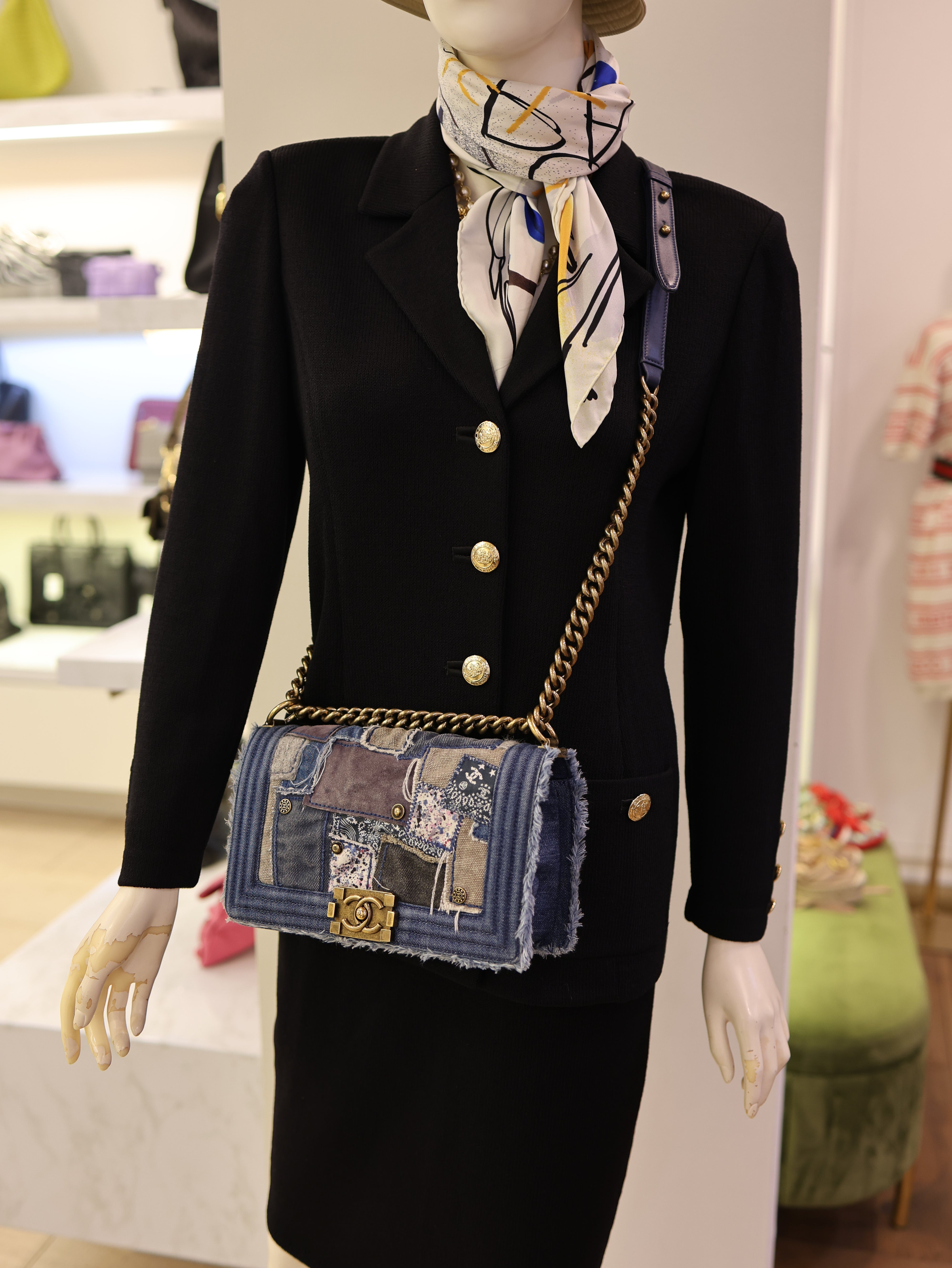 Chanel Denim Patchwork Medium Boy Flap Blue