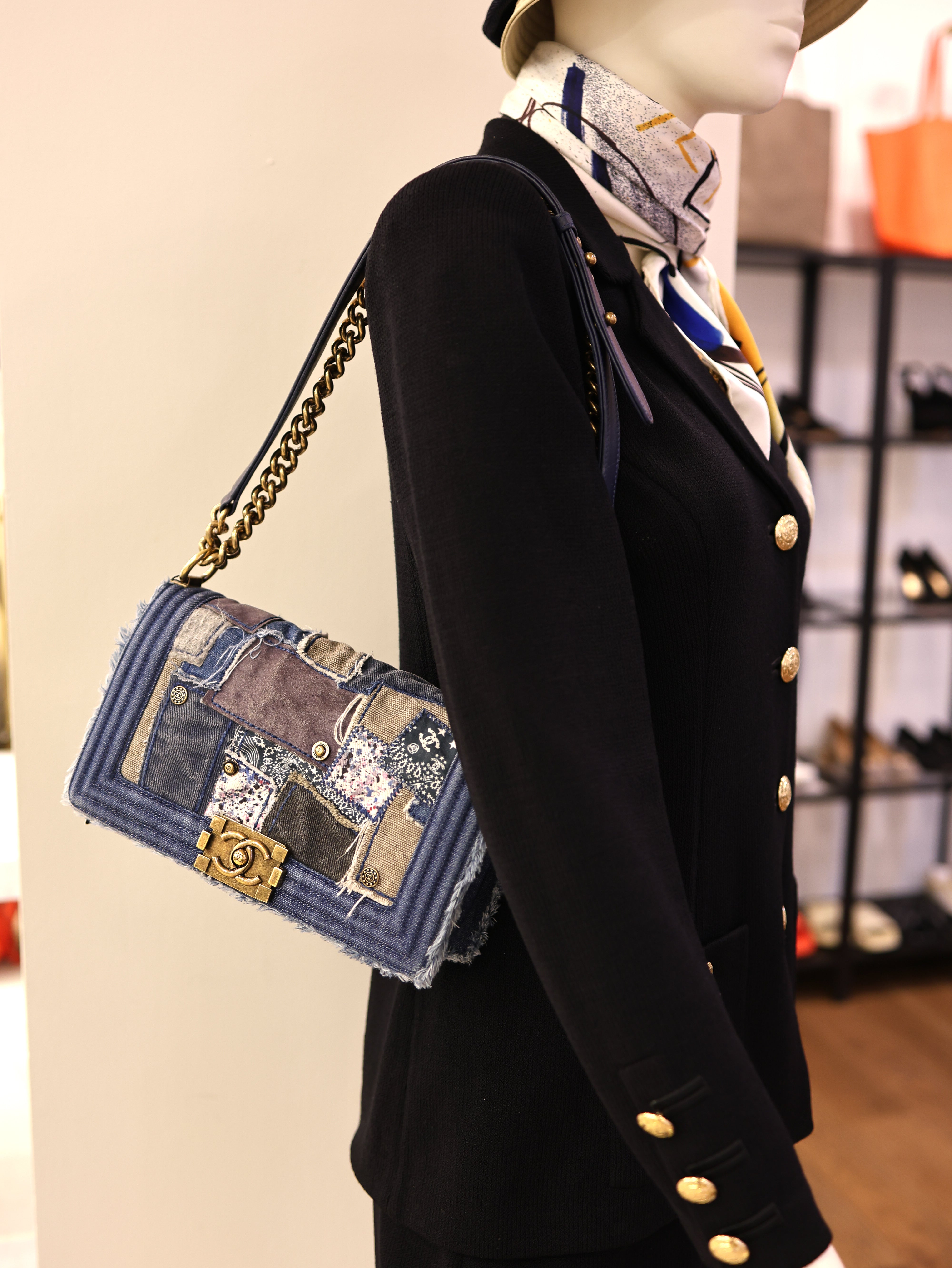 Chanel Denim Patchwork Medium Boy Flap Blue