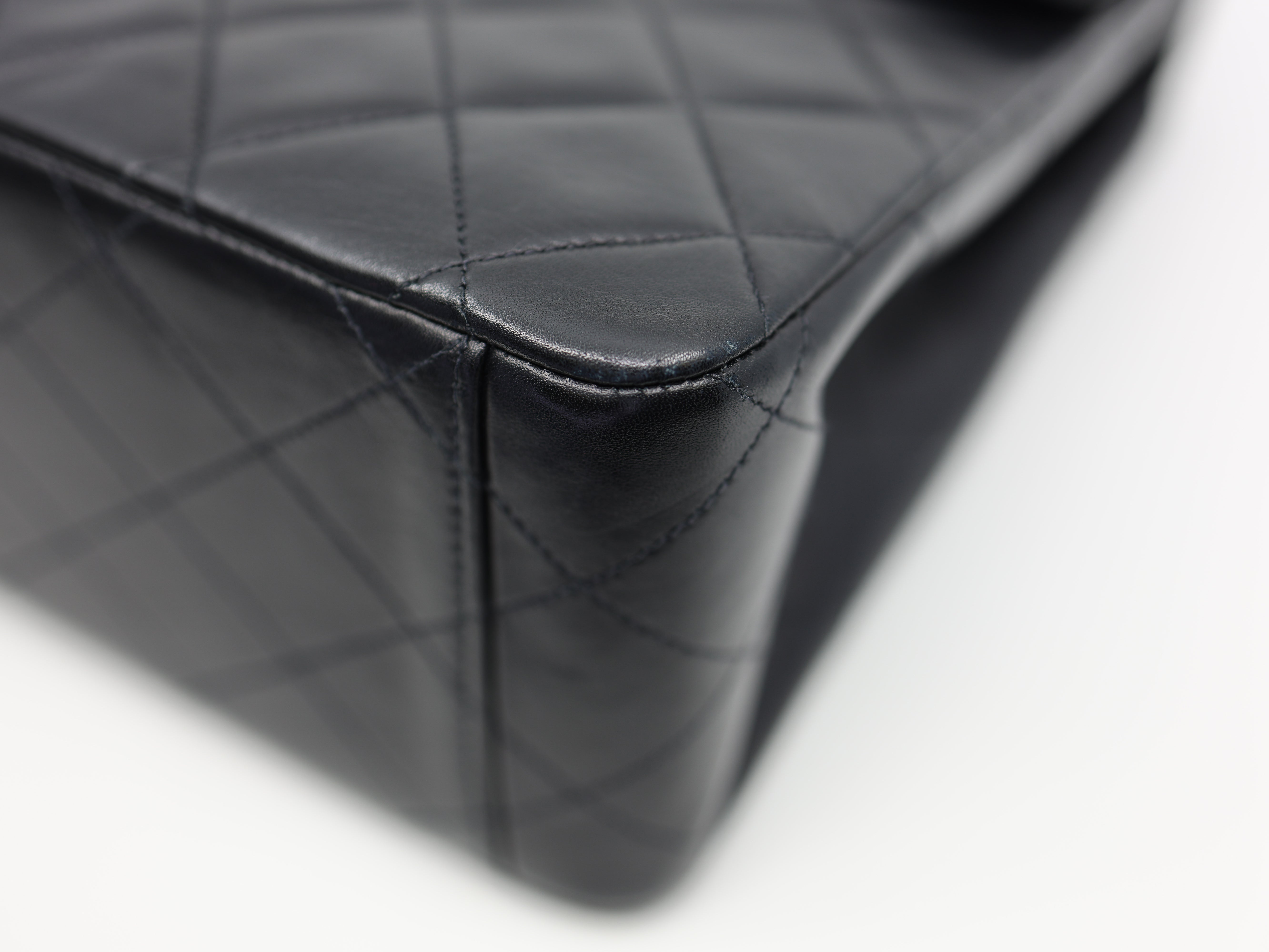 Chanel Vintage Lambskin Quilted XL Jumbo Single Flap Black