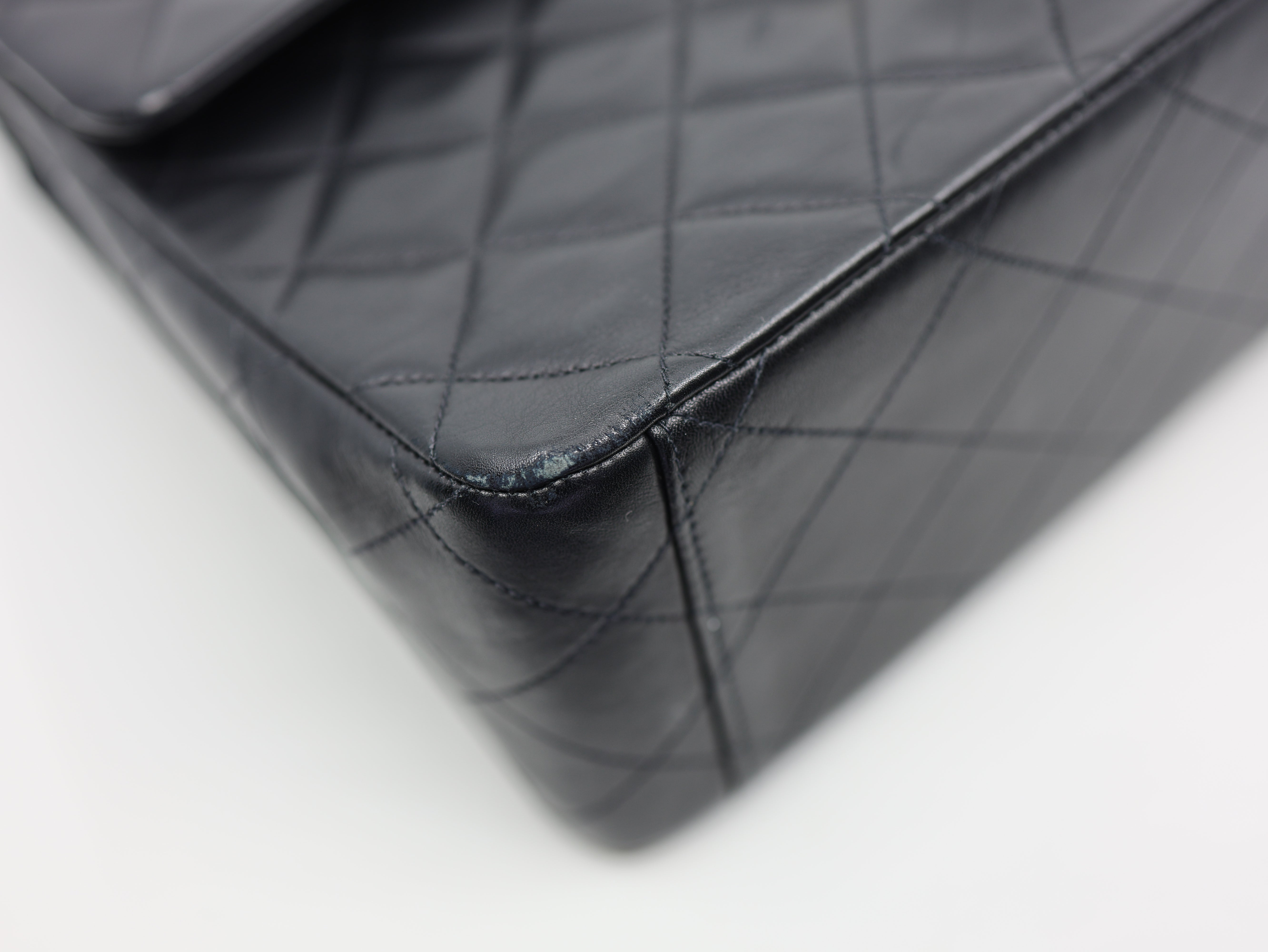 Chanel Vintage Lambskin Quilted XL Jumbo Single Flap Black