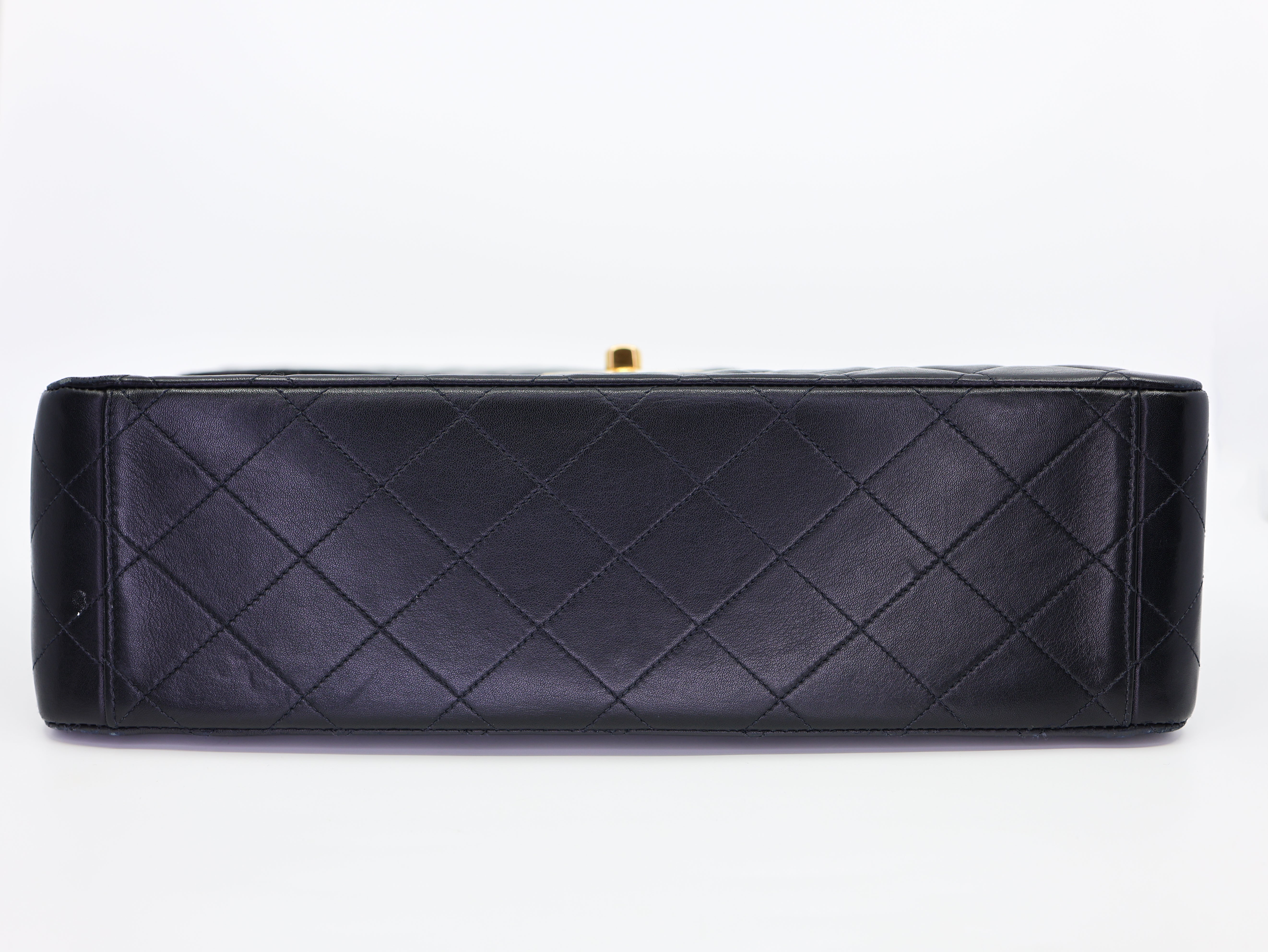 Chanel Vintage Lambskin Quilted XL Jumbo Single Flap Black