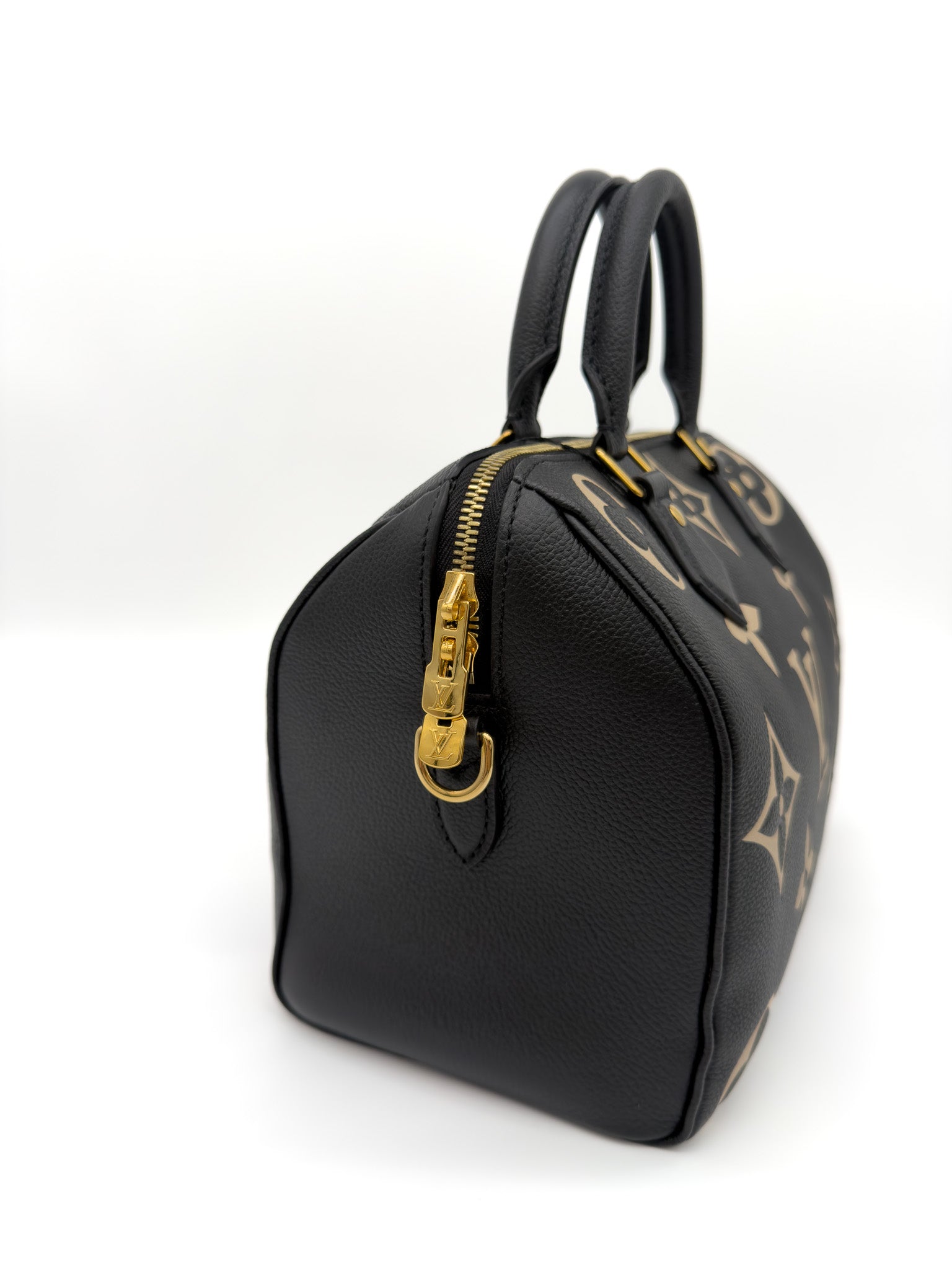 Louis Vuitton Empreinte Monogram Giant Speedy Bandouliere 25 Black Beige