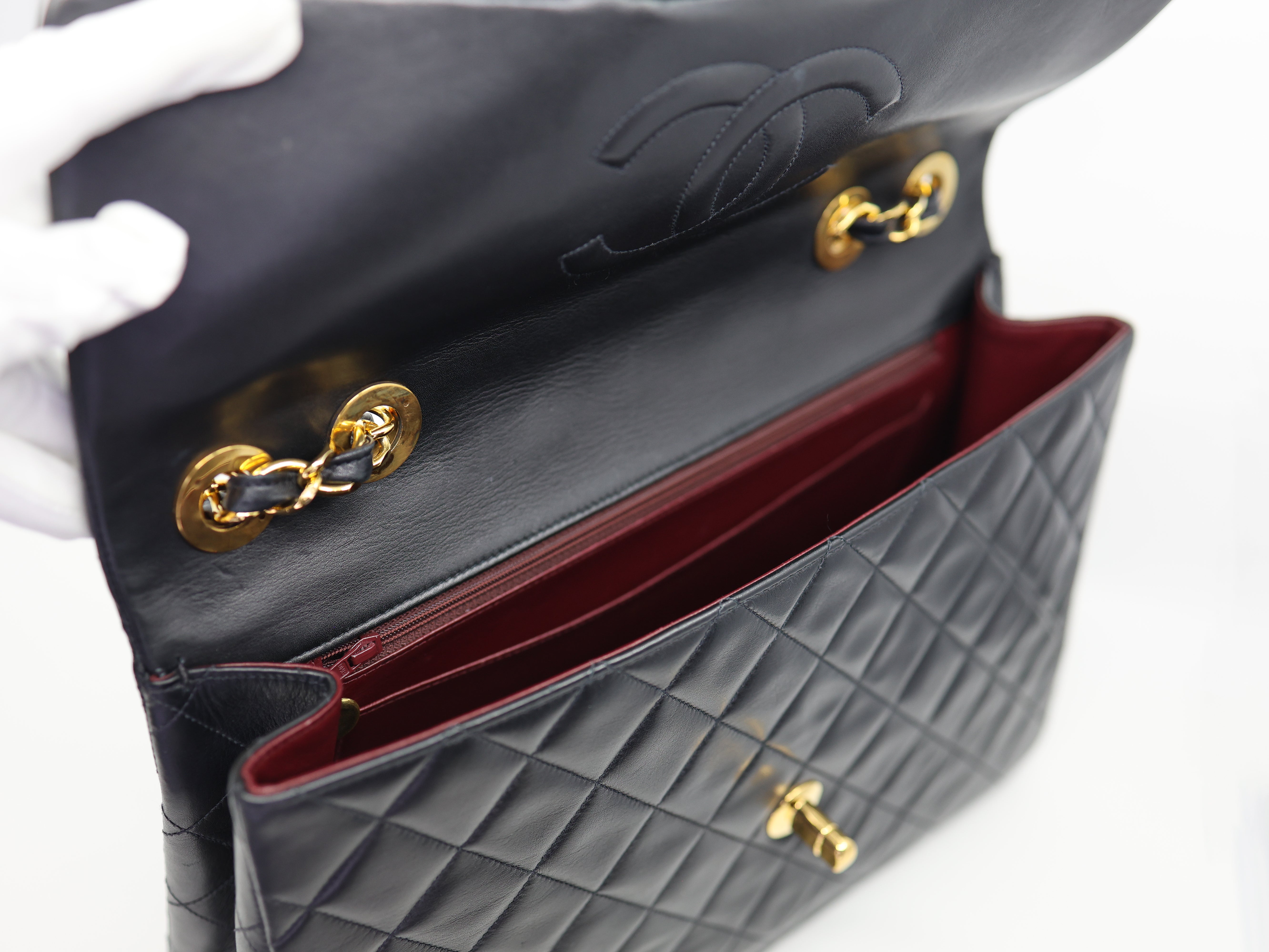 Chanel Vintage Lambskin Quilted XL Jumbo Single Flap Black