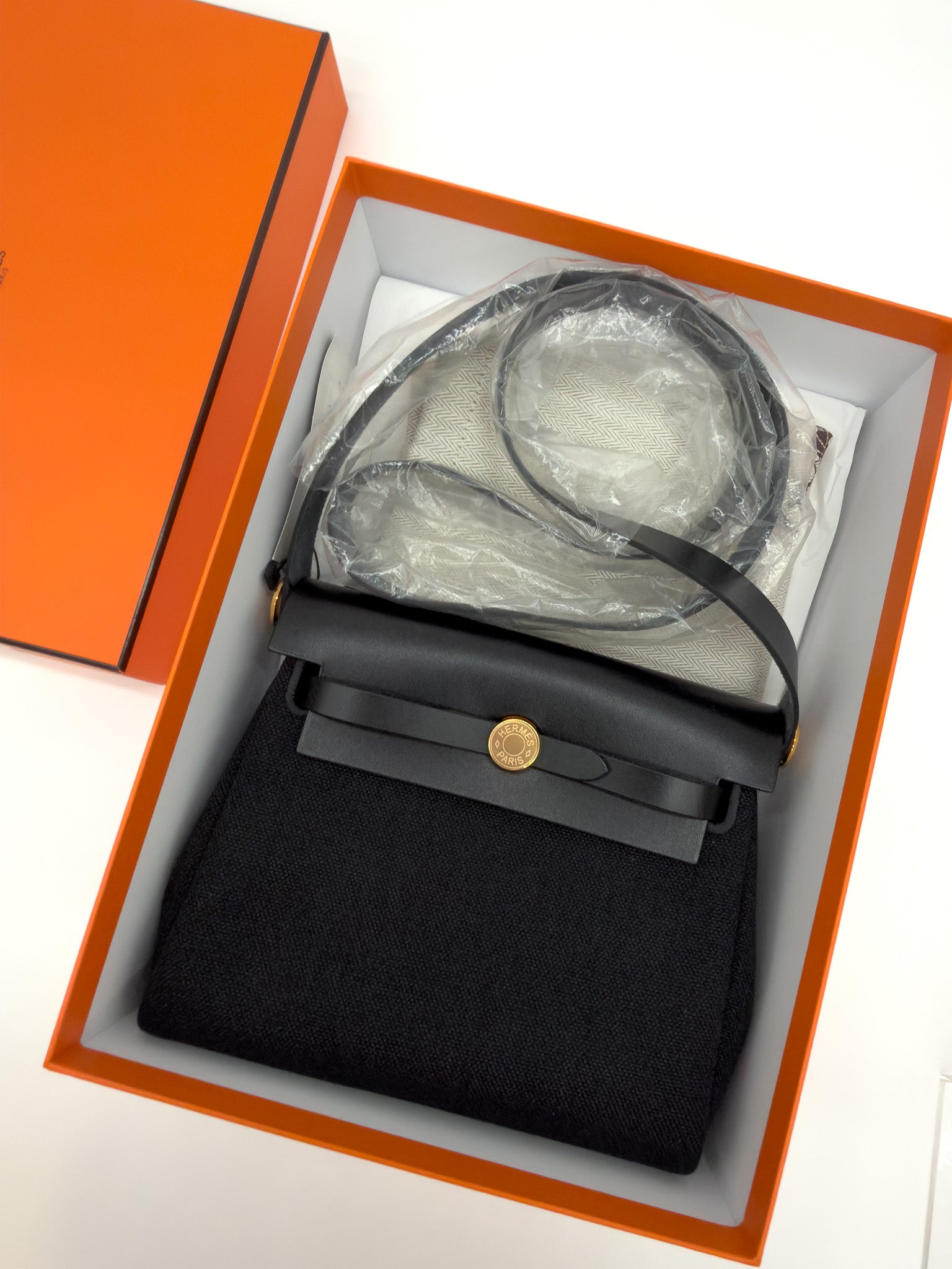 Hermes Herbag Zip 20 bag Noir Gold Military Toile Vache Hunter