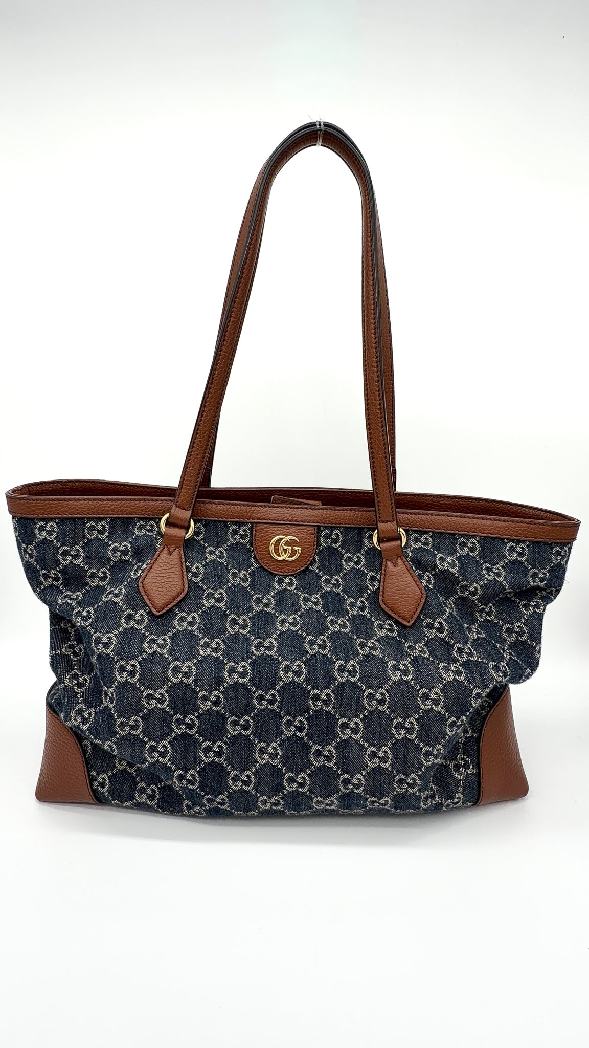 Gucci Denim Blue Tea GG Monogram Medium Ophidia Shopping Tote