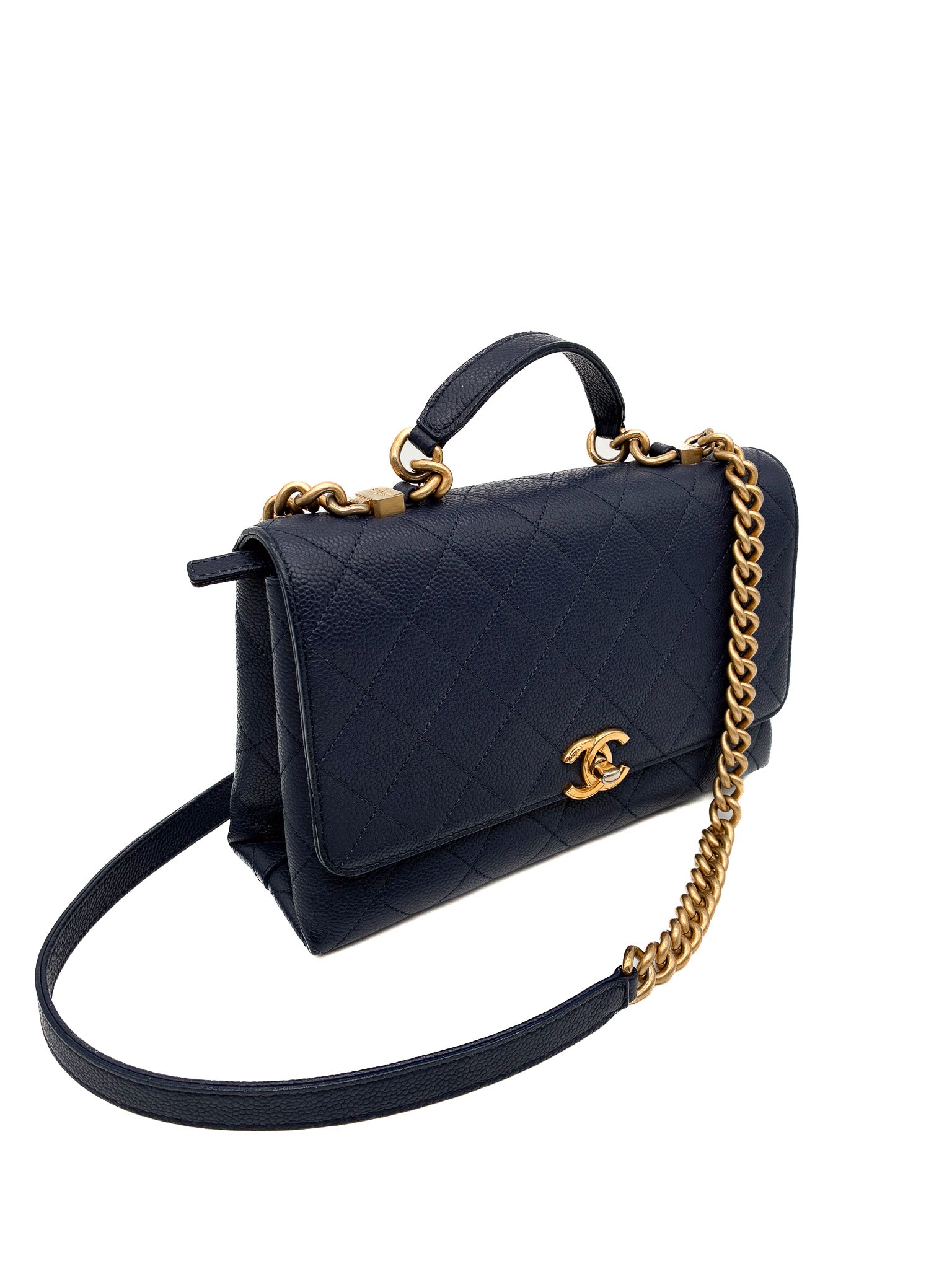 Chanel Medium Business Affinity Top Handle Bag – Navy Blue Caviar Leather