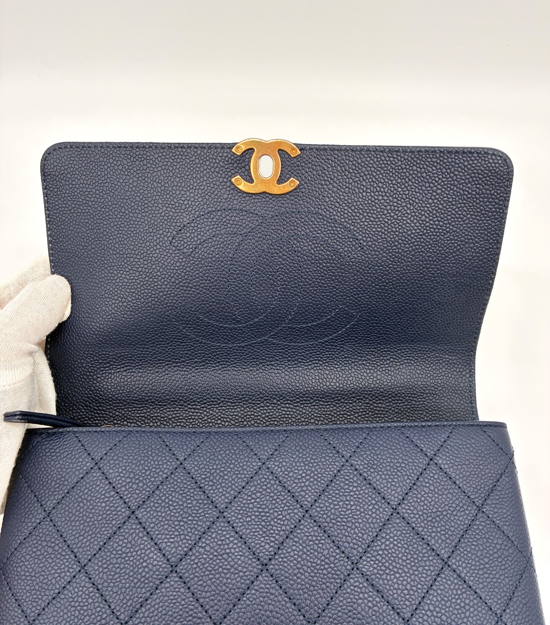 Chanel Medium Business Affinity Top Handle Bag – Navy Blue Caviar Leather